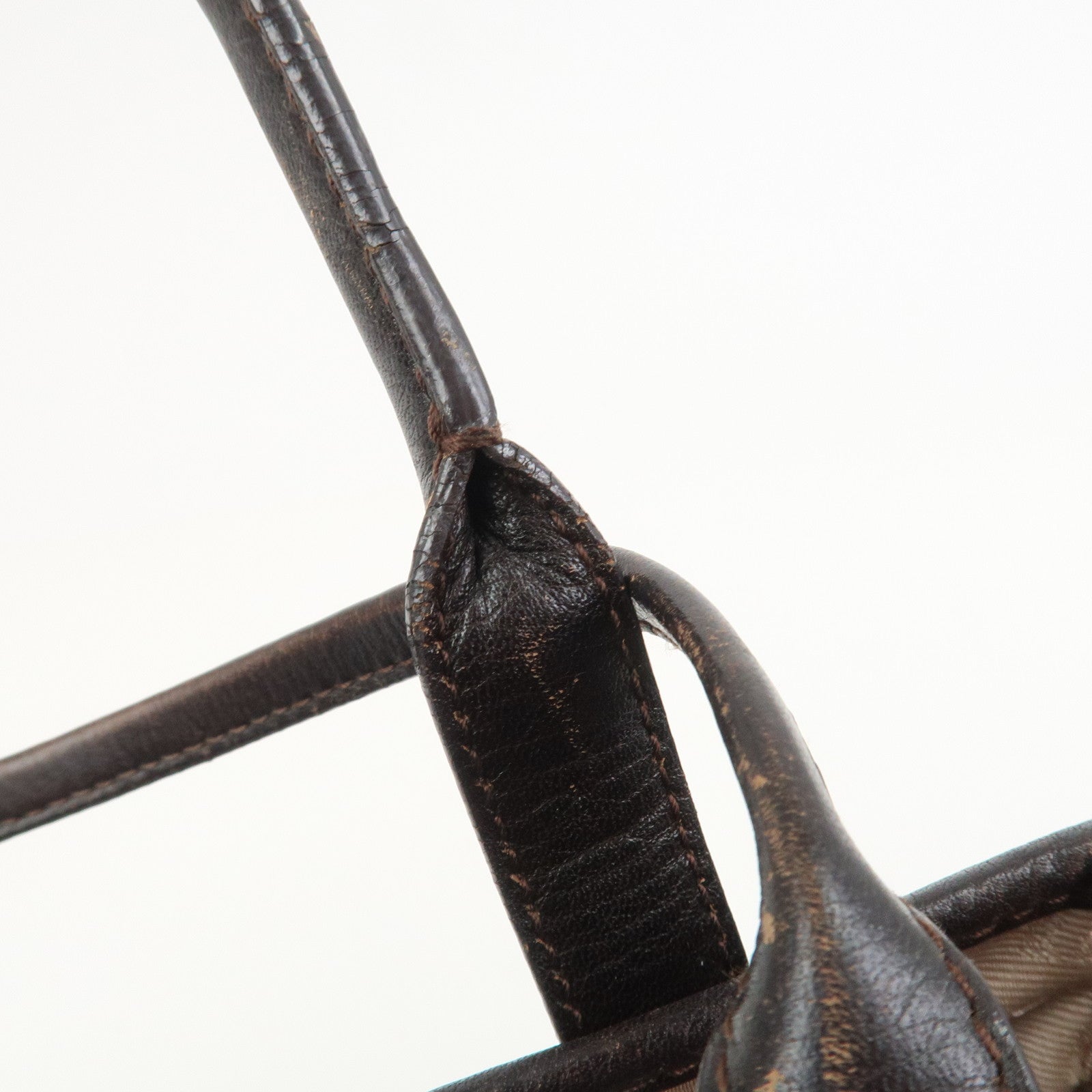 LOEWE Heritage Logo Leather Hand Bag Tote Bag Dark Brown