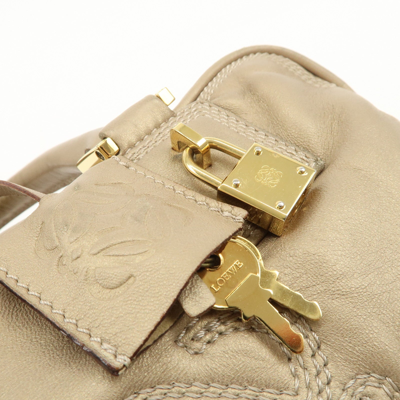LOEWE Anagram Amazona 28 Nappa Leather Hand Bag Gold