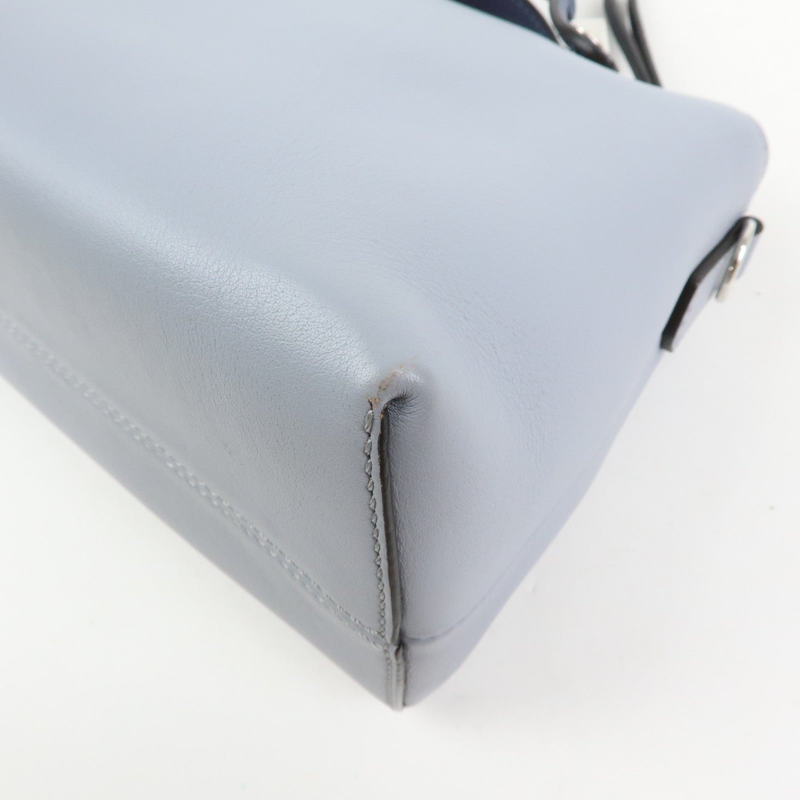 FENDI By The Way Leather Medium 2Way Bag Shoulder Bag Blue 8BL124