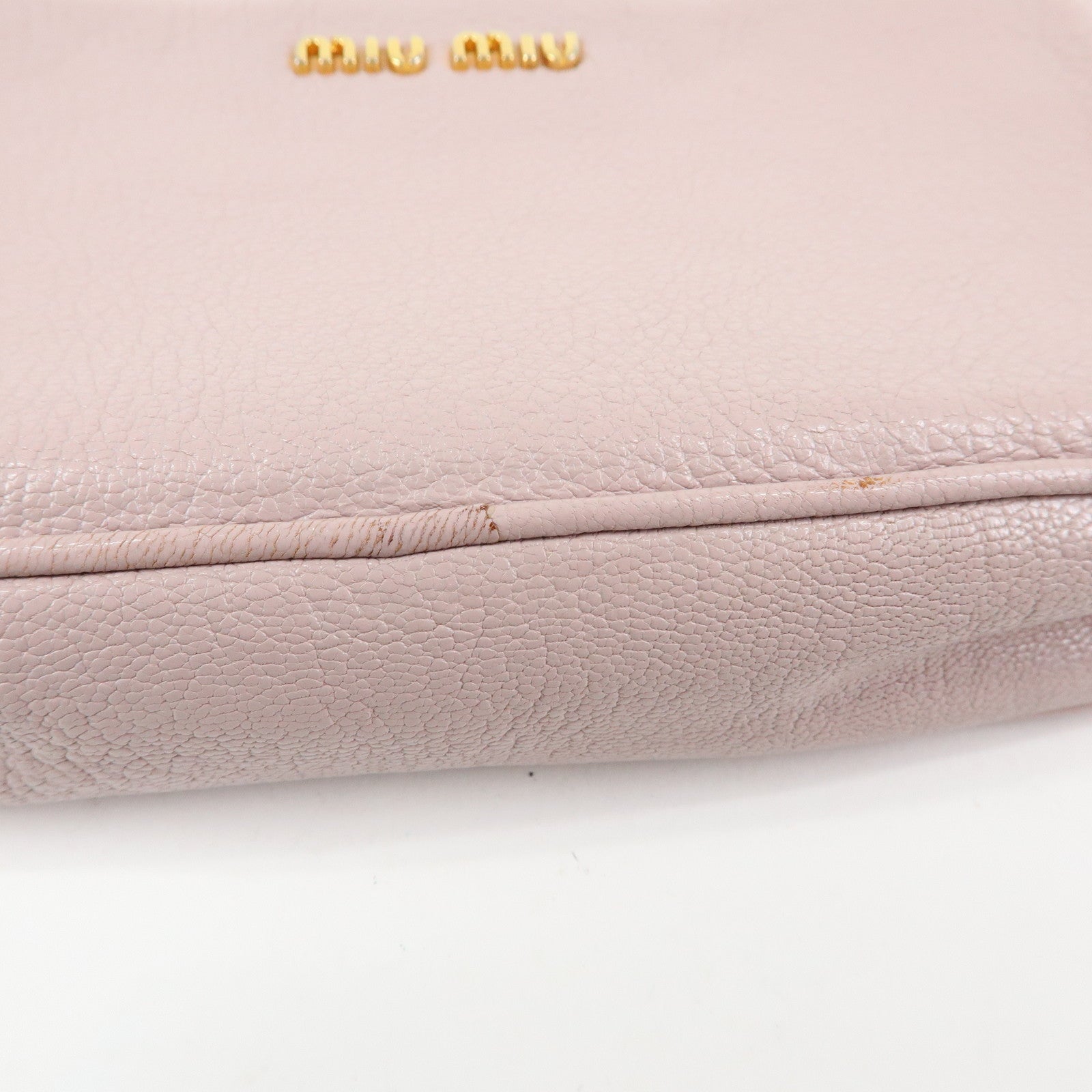 MIU MIU Logo Madras Leather Mini Shoulder Bag Light Purple