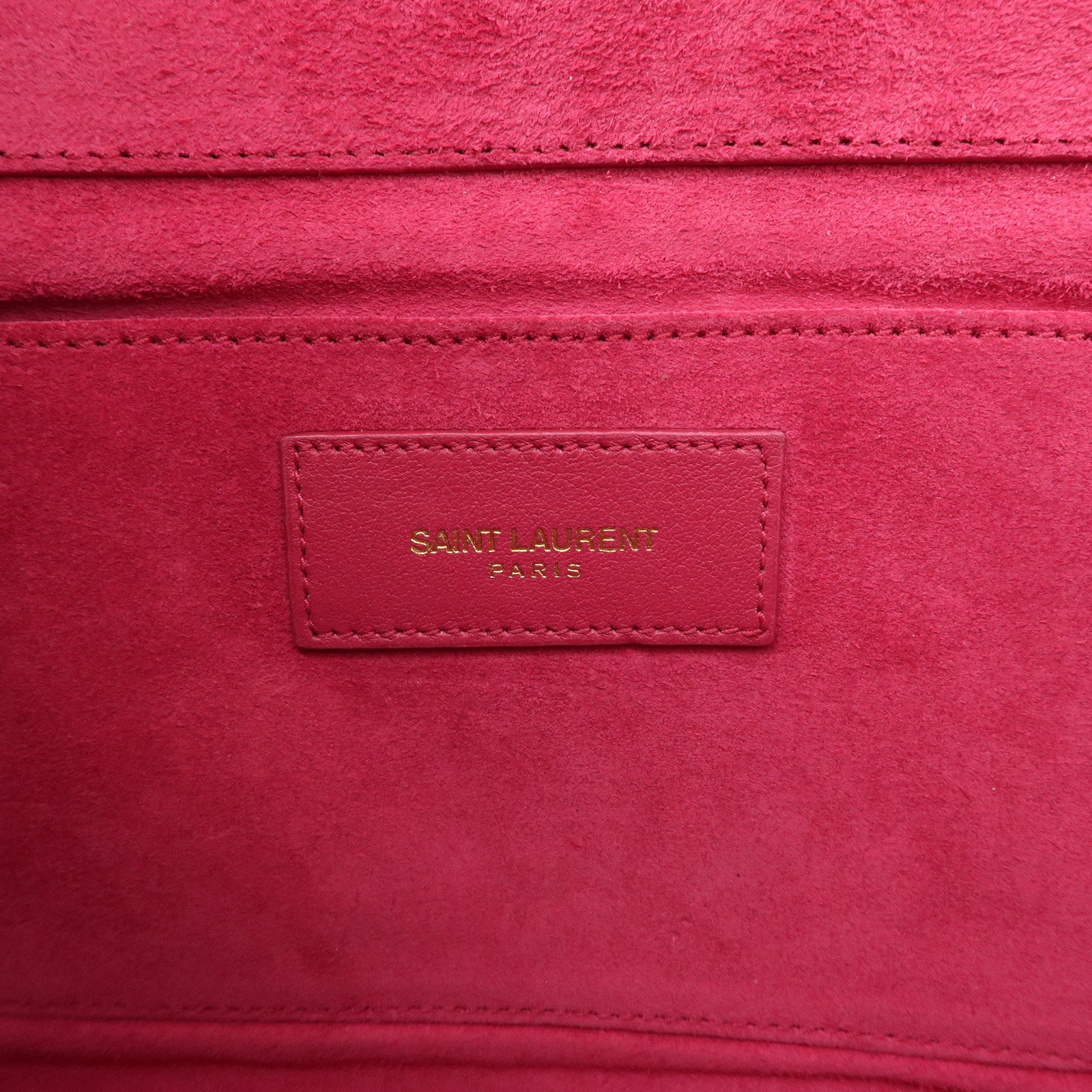 SAINT LAURENT PARIS Leather Clutch Bag Pink Gold HDW Used