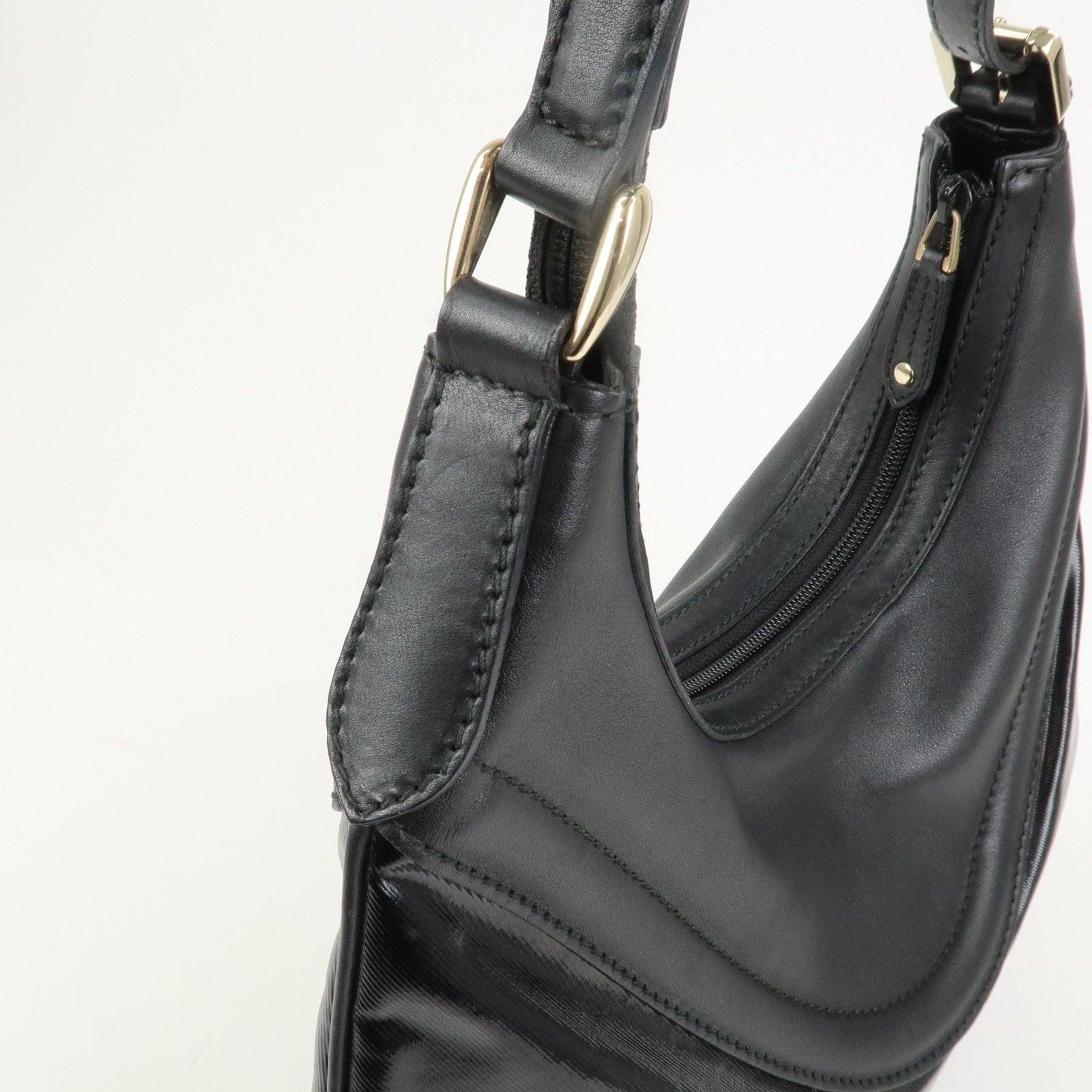 GUCCI Hysteria PVC Canvas Leather Shoulder Bag Black 262903