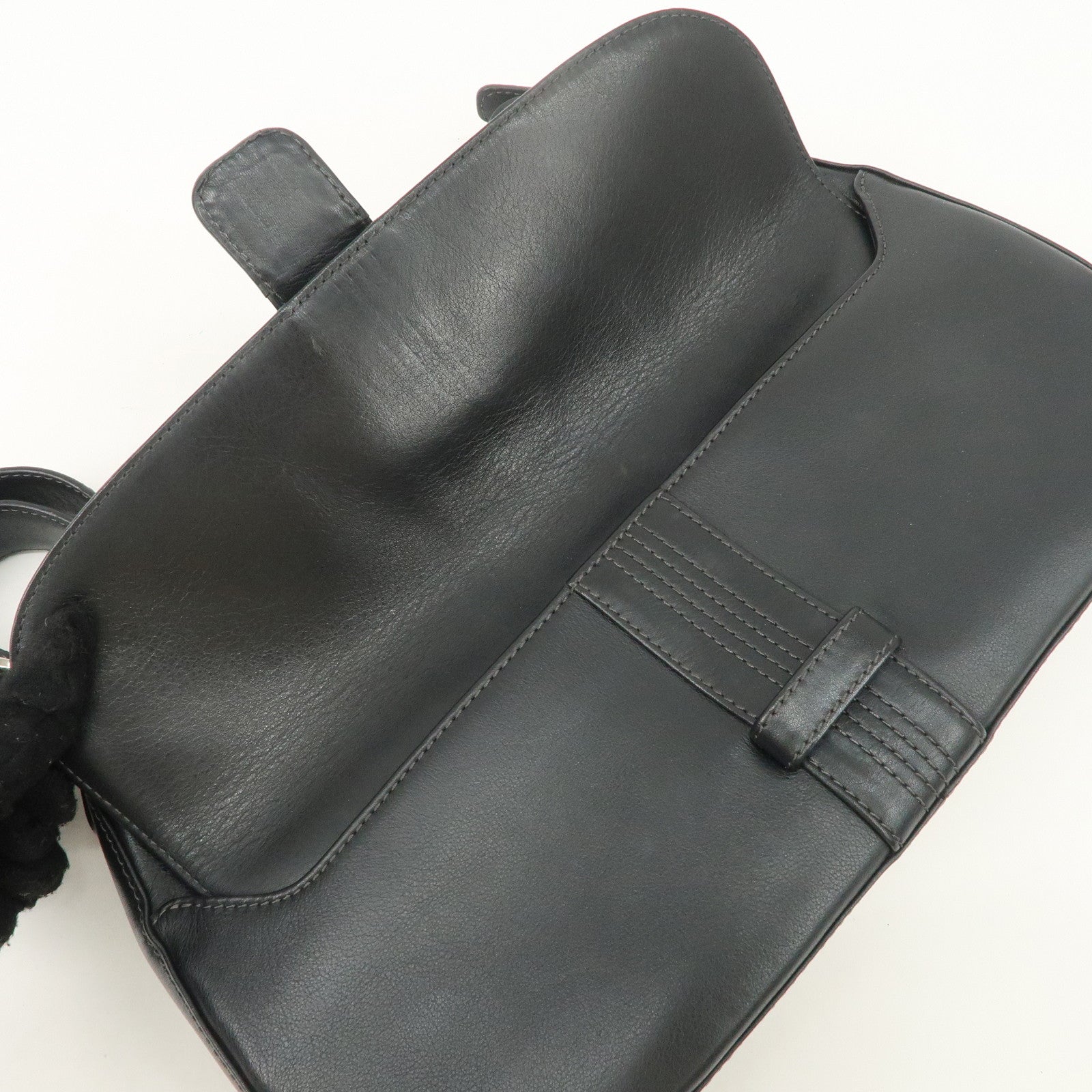 LOEWE Anagram Leather Shoulder Bag Hand Bag Black Used