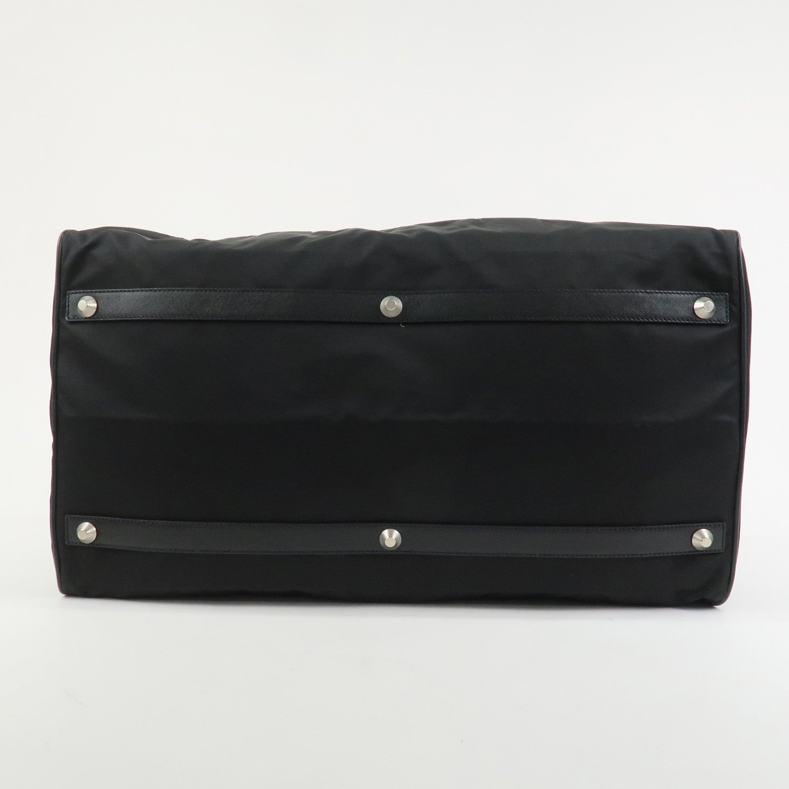 PRADA Triangle Logo Nylon Saffiano Leather Boston Bag Hand Bag