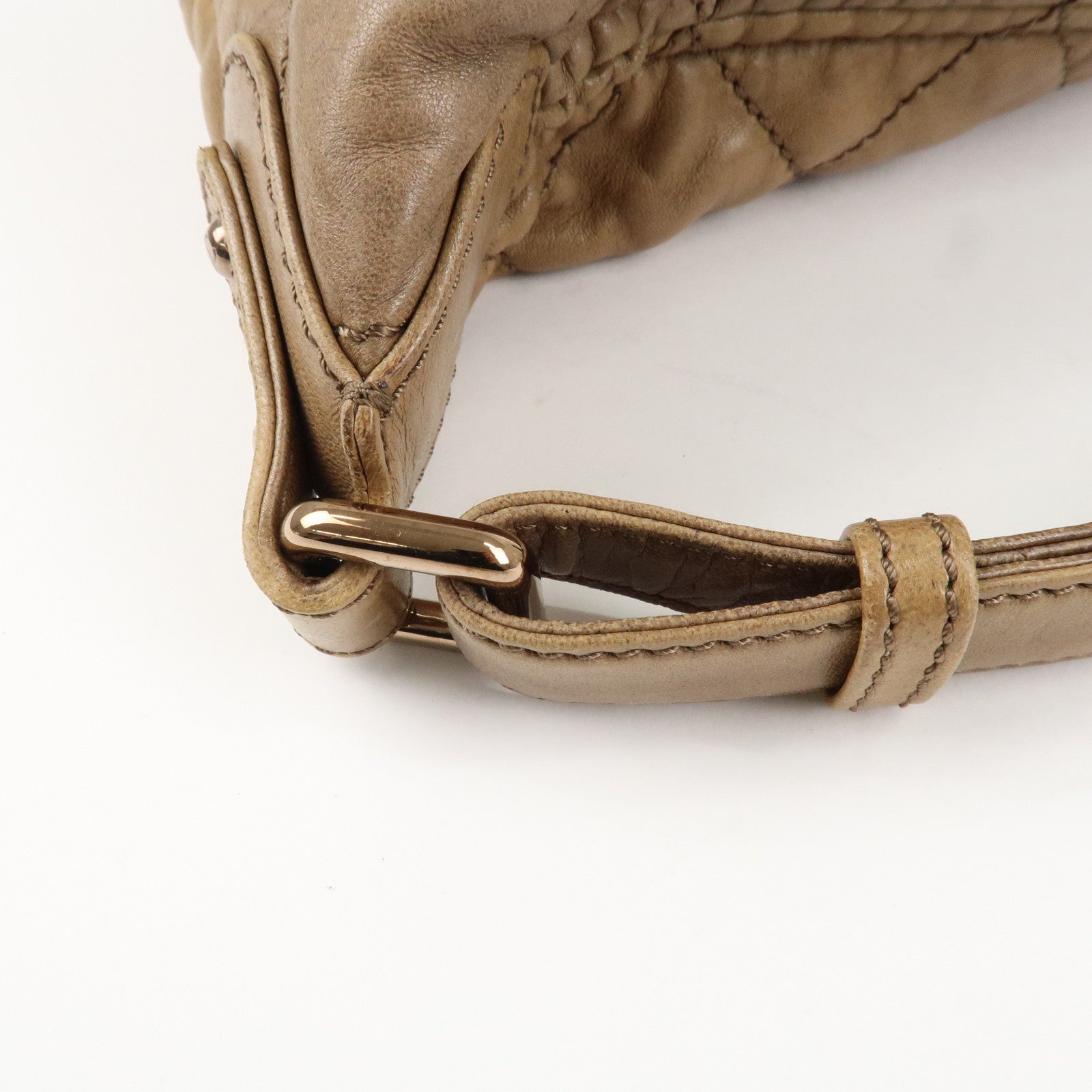 CHANEL Wild Stitch Leather Shoulder Bag Hand Bag Brown Used