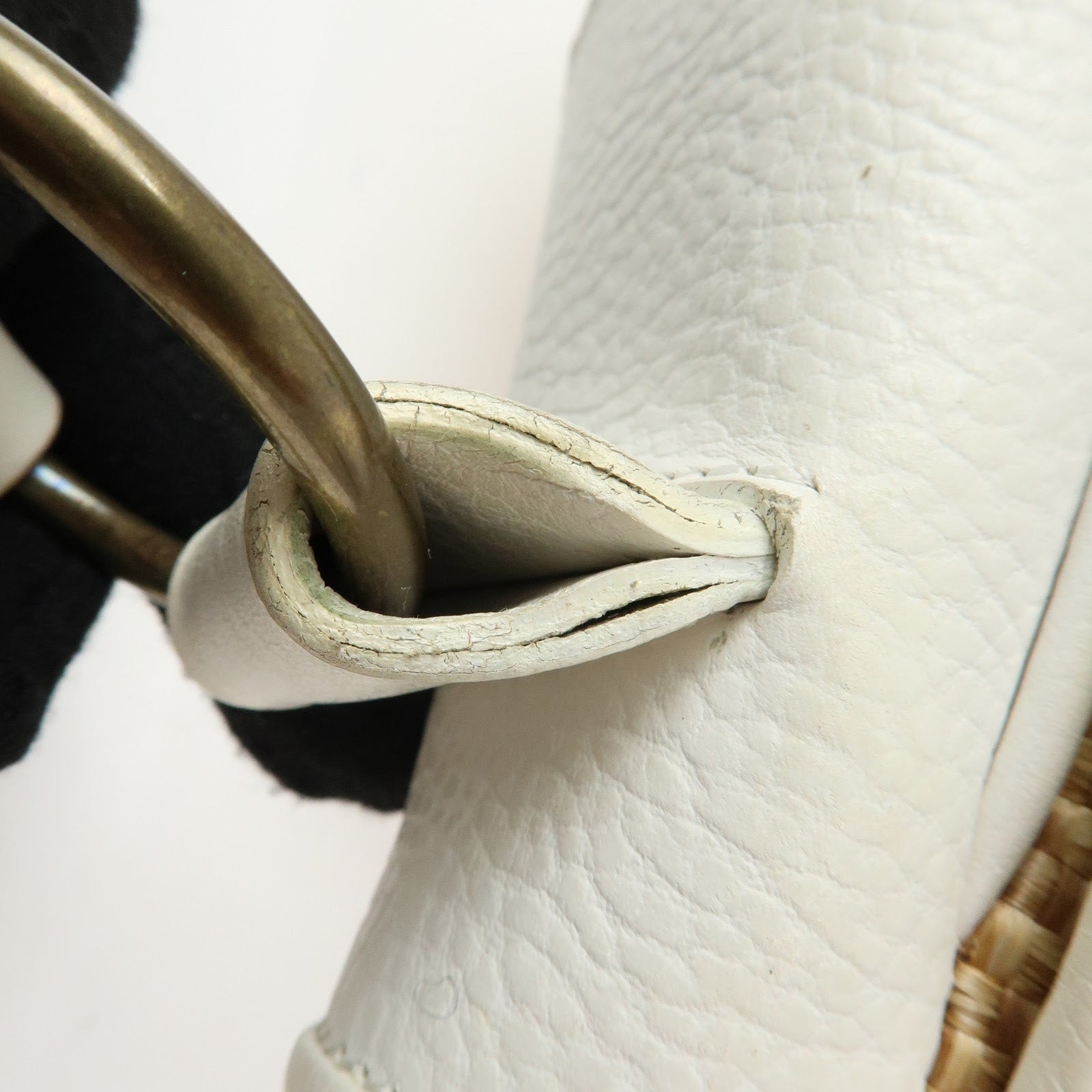 Chloe Raffia Leather Shoulder Bag Hand Bag Natural White