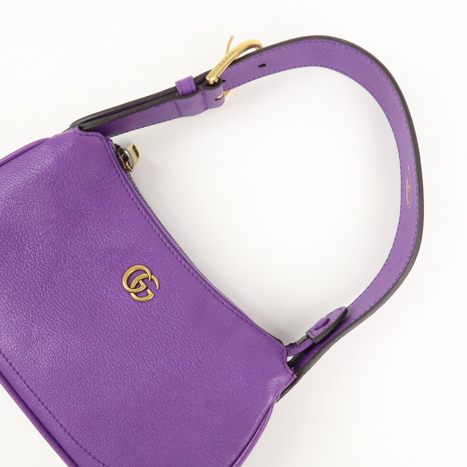 GUCCI GG Marmont Aphrodite Leather Small Hand Bag Purple 739076
