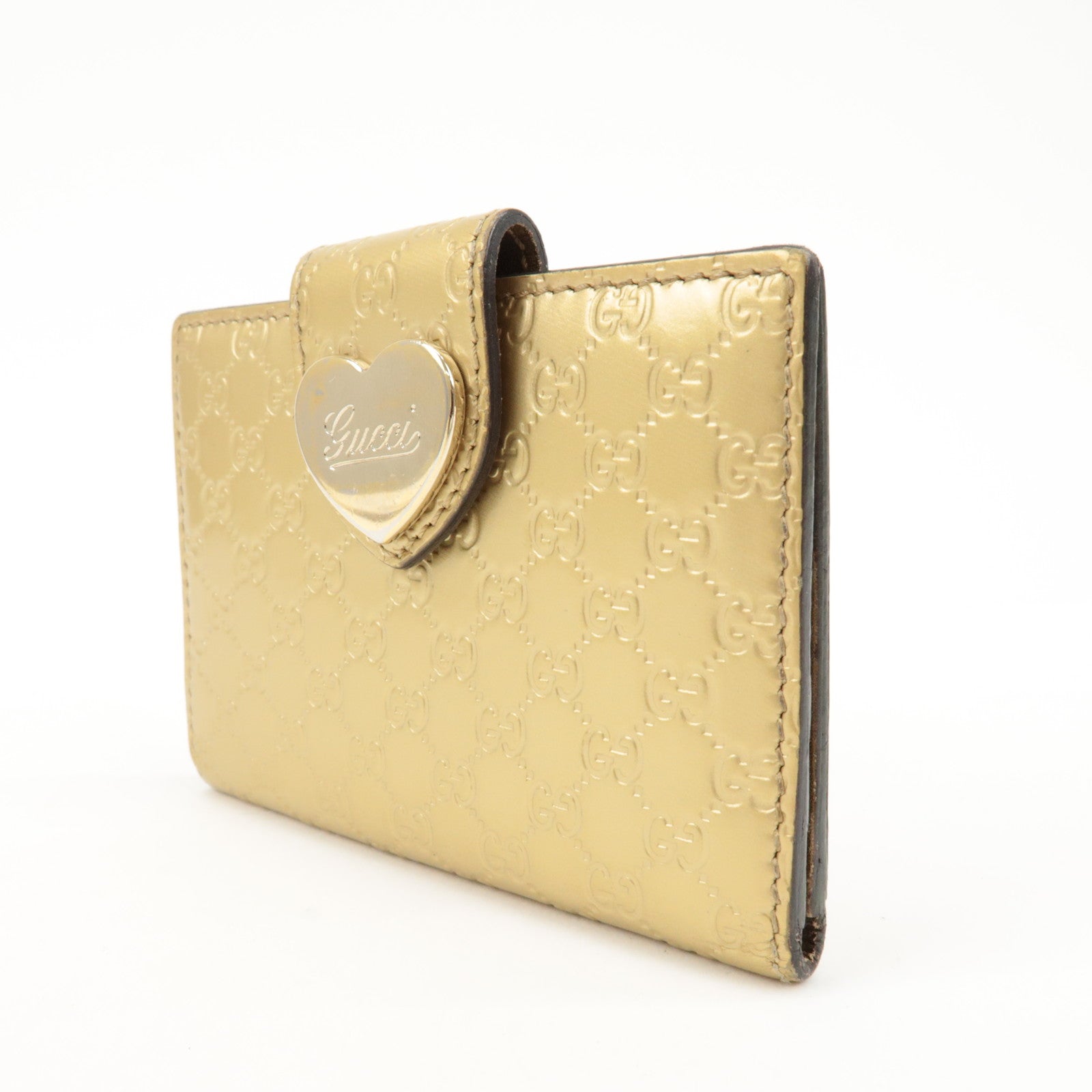 GUCCI Micro Guccissima Leather Card Case Gold 224261 Used