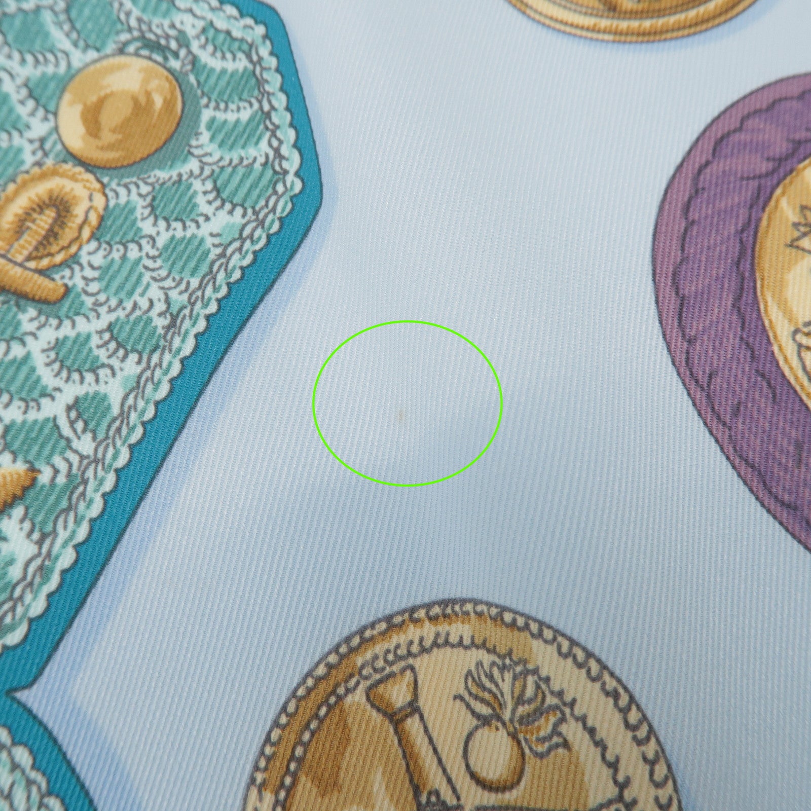 HERMES Carre 70 Silk 100% Scarf Epaulette Light Blue Light Green