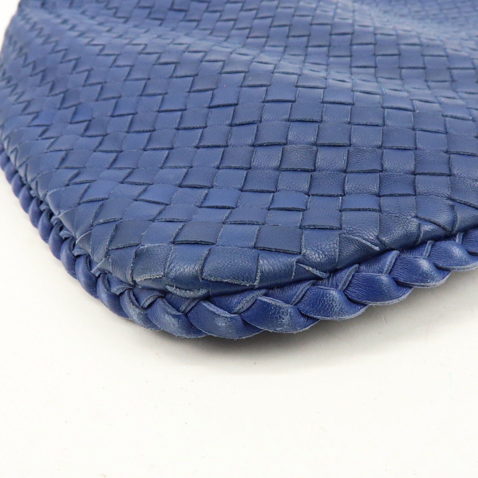 BOTTEGA VENETA Hobo Intrecciato Leather Shoulder Bag Blue 115654