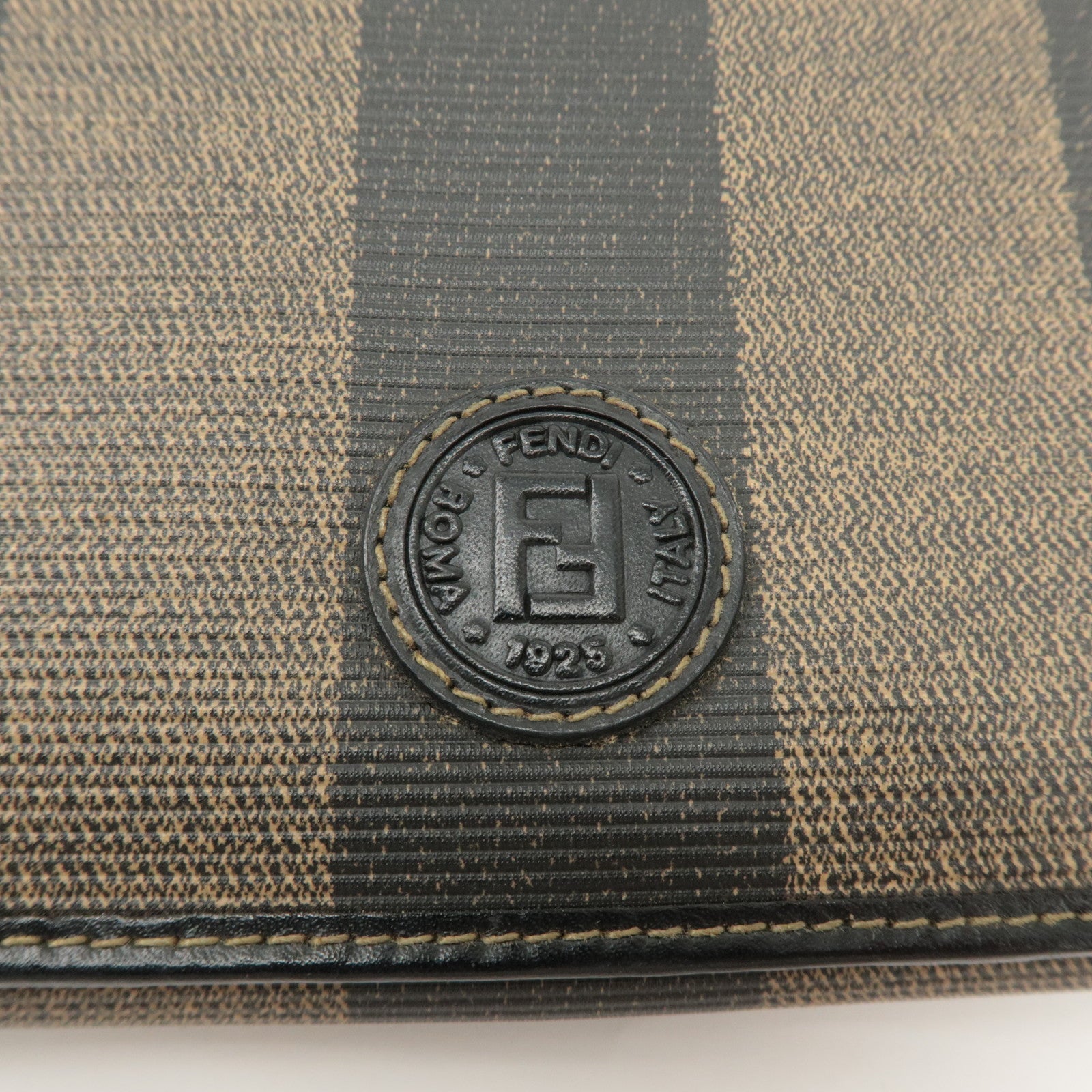 FENDI Pequin PVC Canvas Long Wallet Black Brown T20615 Used