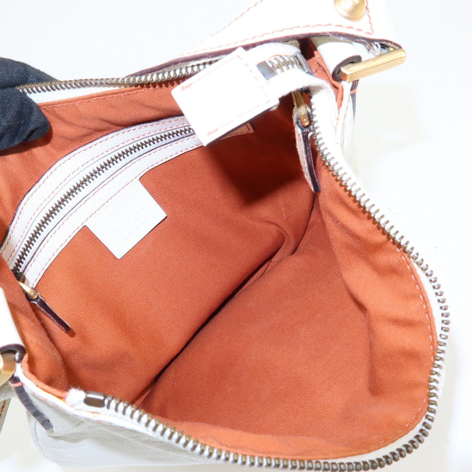 GUCCI Interlocking G Leather Hand Bag Shoulder Bag Ivory 121552