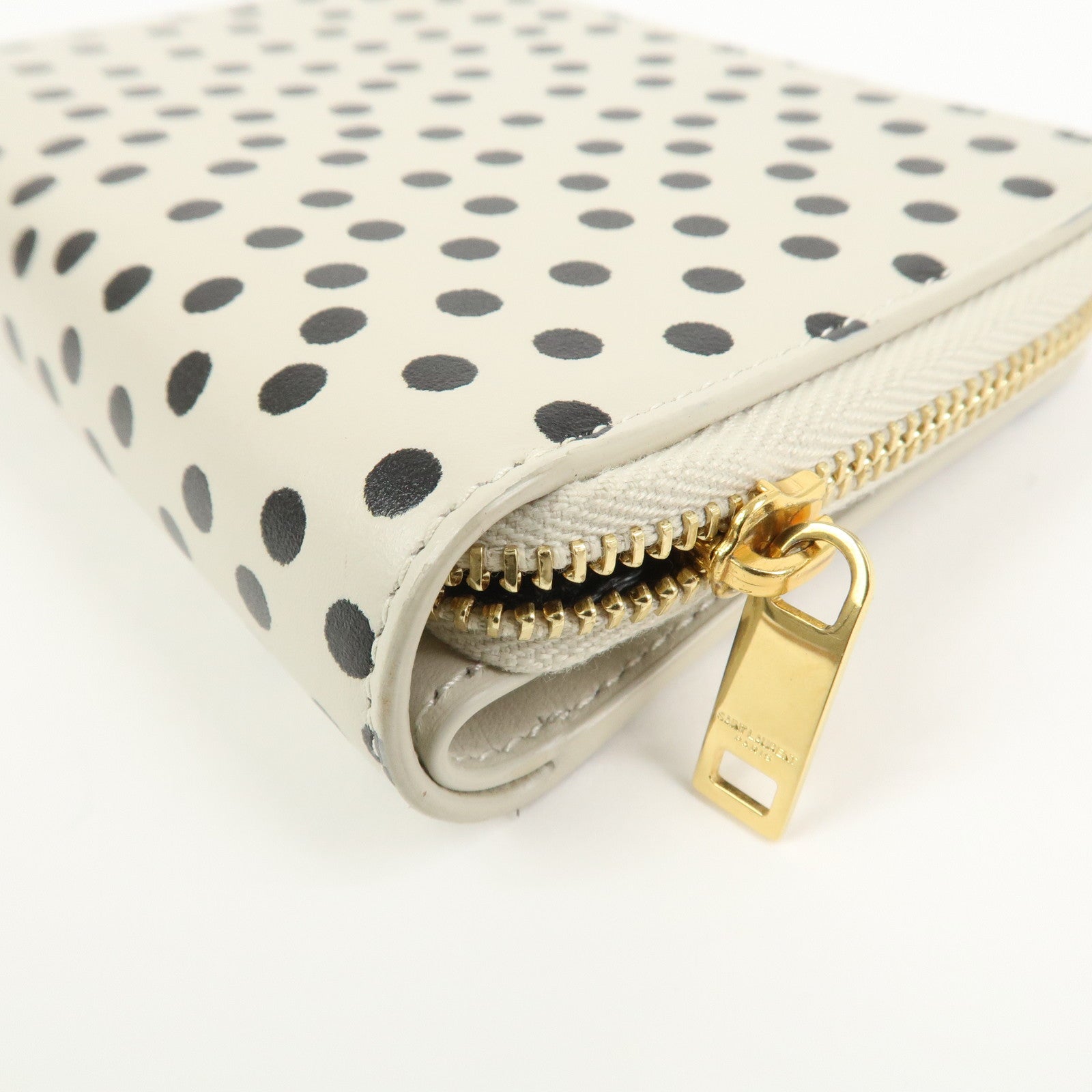 SAINT LAURENT PARIS Dot Print Round Zippy Compact Wallet 562796