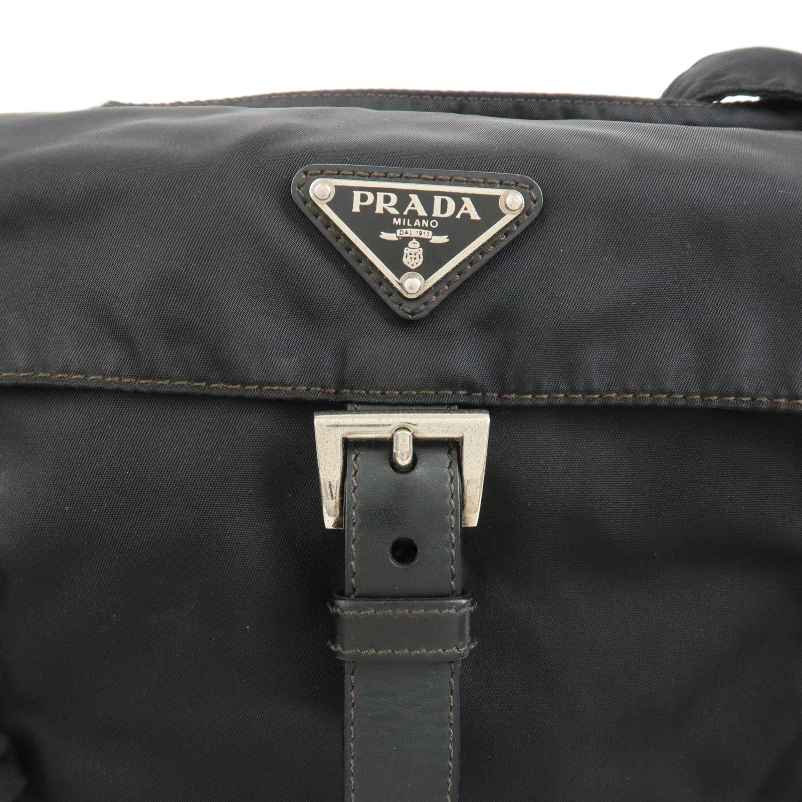 PRADA Nylon Leather Shoulder Bag Crossbody Bag Black BT0521