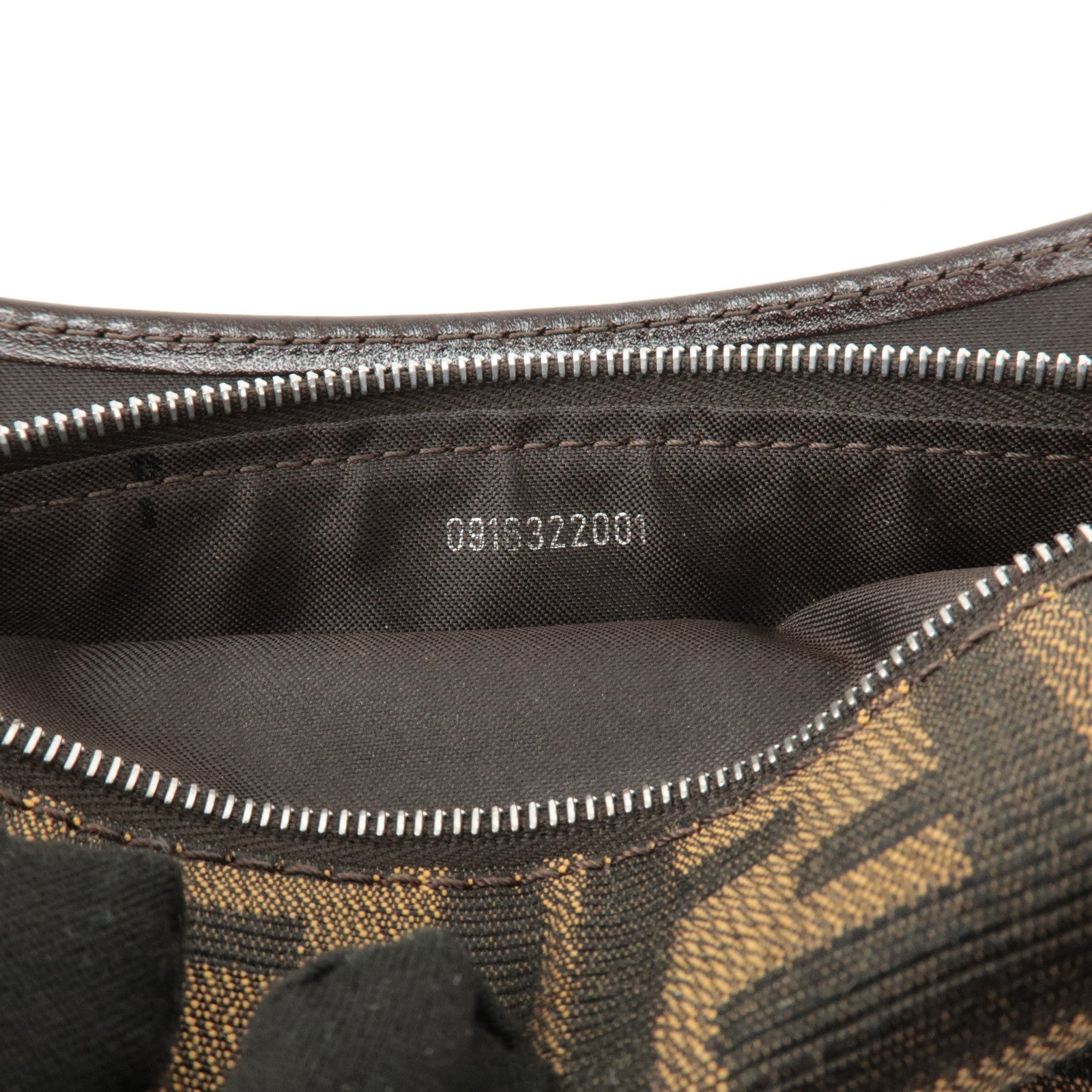 FENDI Zucca Canvas Leather Shoulder Bag Brown Black 0916322 Used