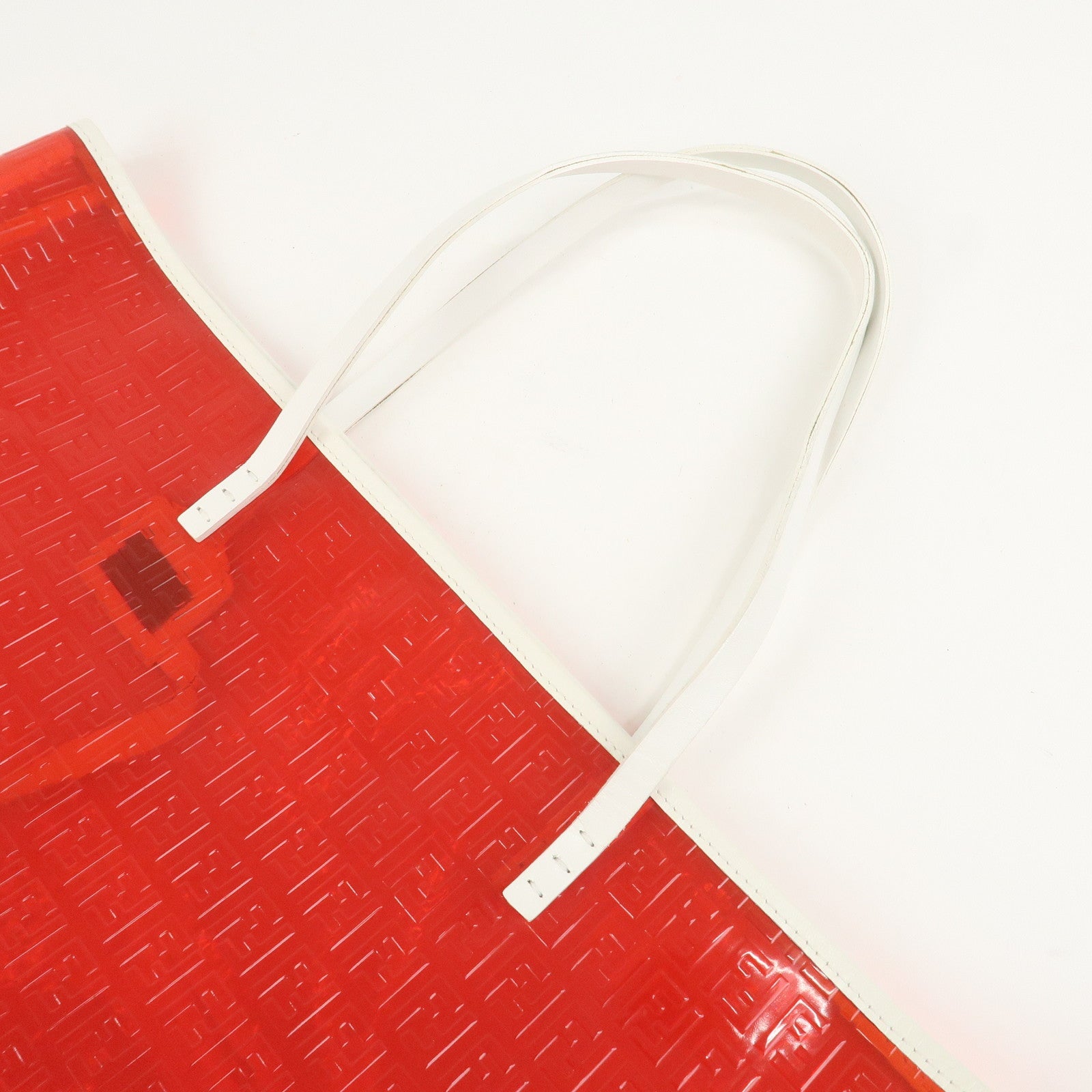 FENDI Zucchino Plastic Leather Tote Bag Shoulder Bag Orange 8BH005