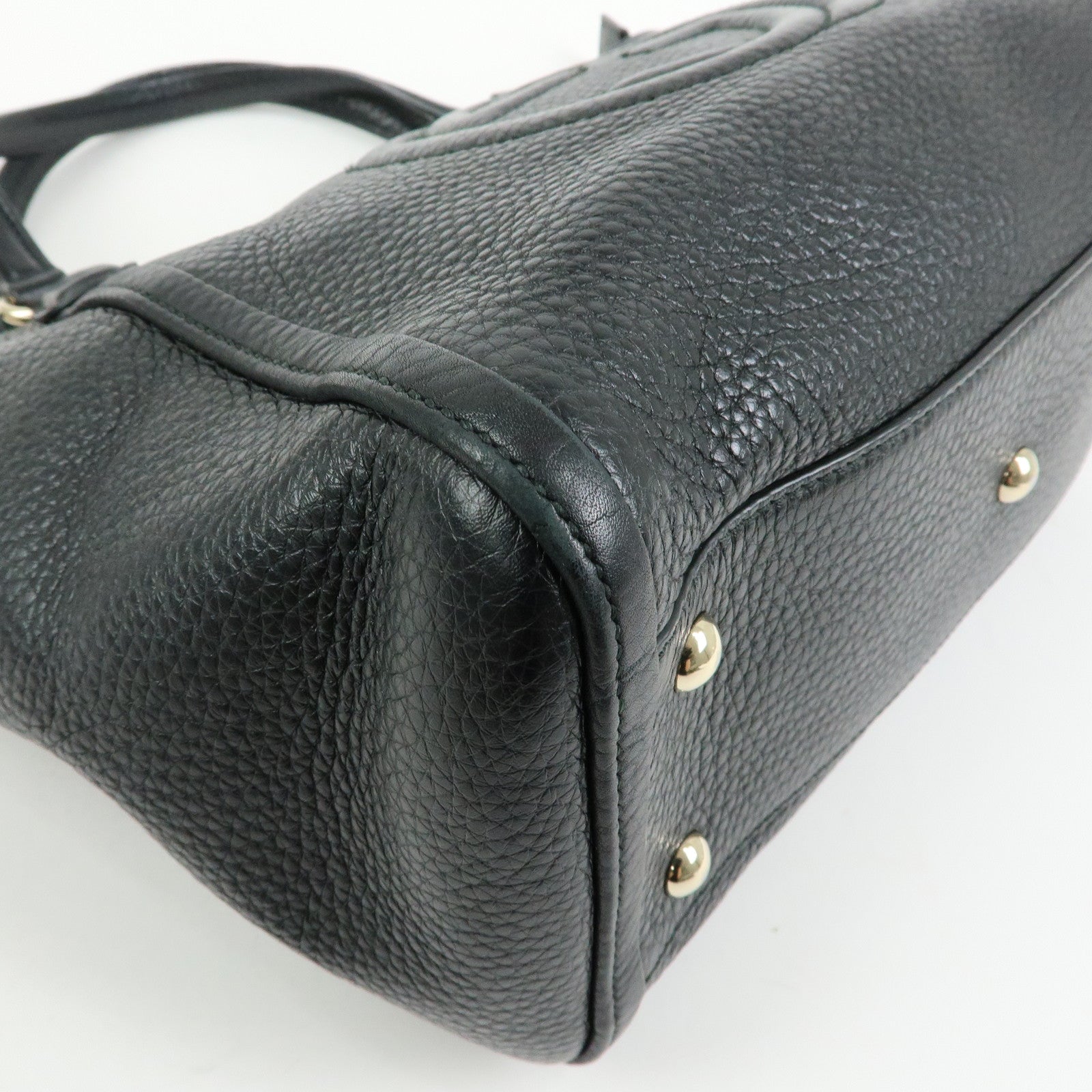 GUCCI Interlocking G SOHO Leather 2Way Bag Hand Bag Black 369176