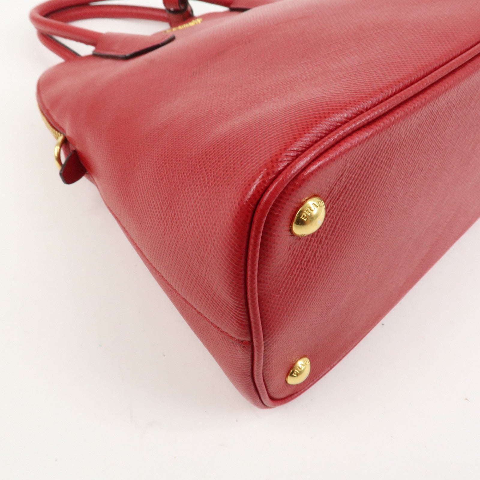 PRADA Logo Saffiano Leather 2Way Hand Bag Shoulder Bag Red BL0907