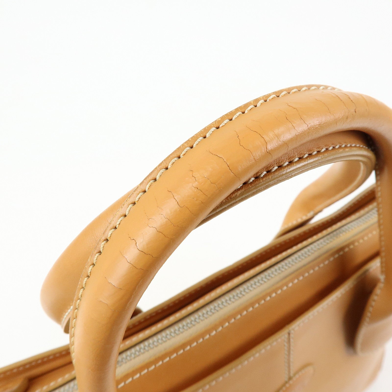 TOD'S Logo Leather 2Way Bag Tote Bag Shoulder Bag Camel