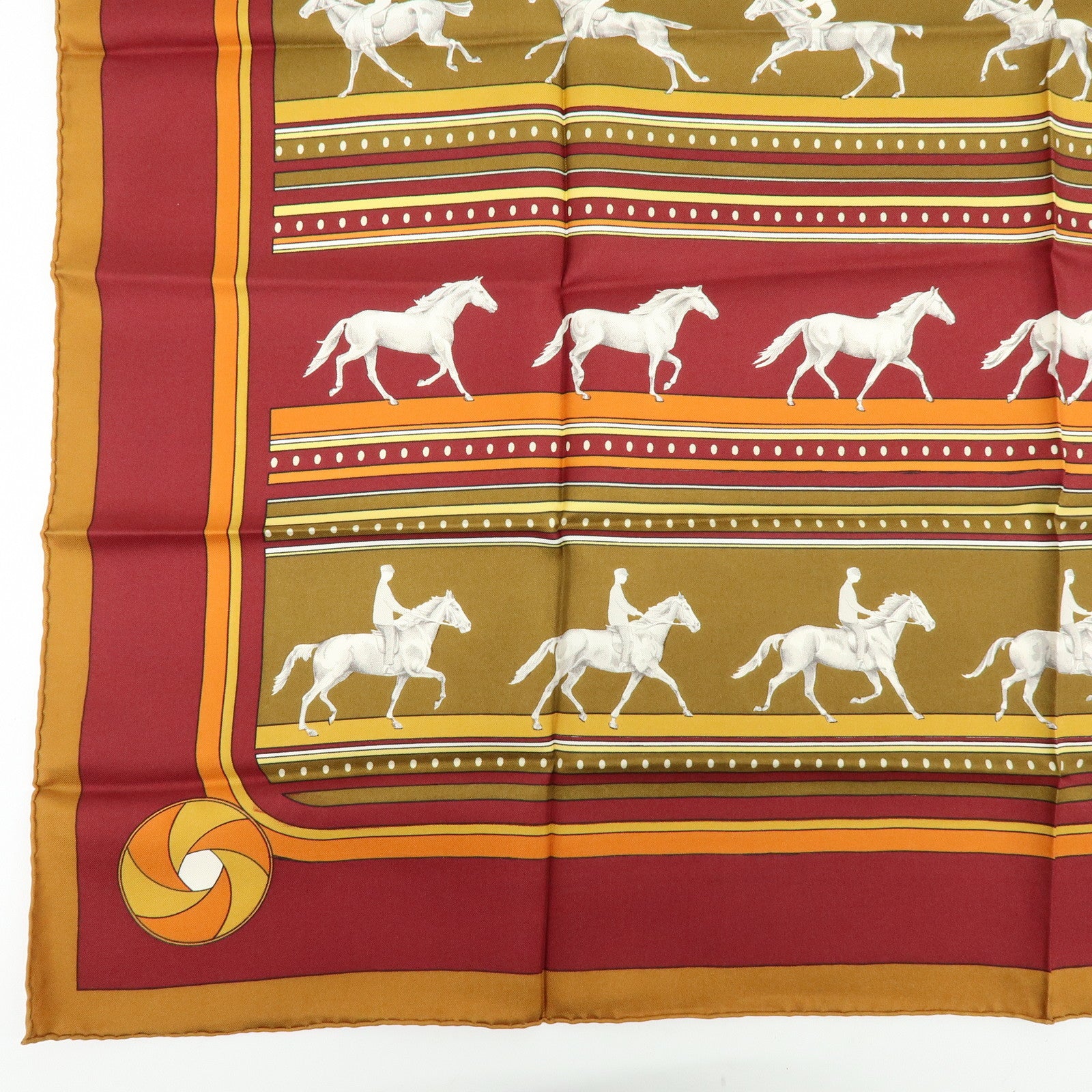 HERMES Carre 90 Silk 100% Scarf SEQUENCES Horse Print Brown