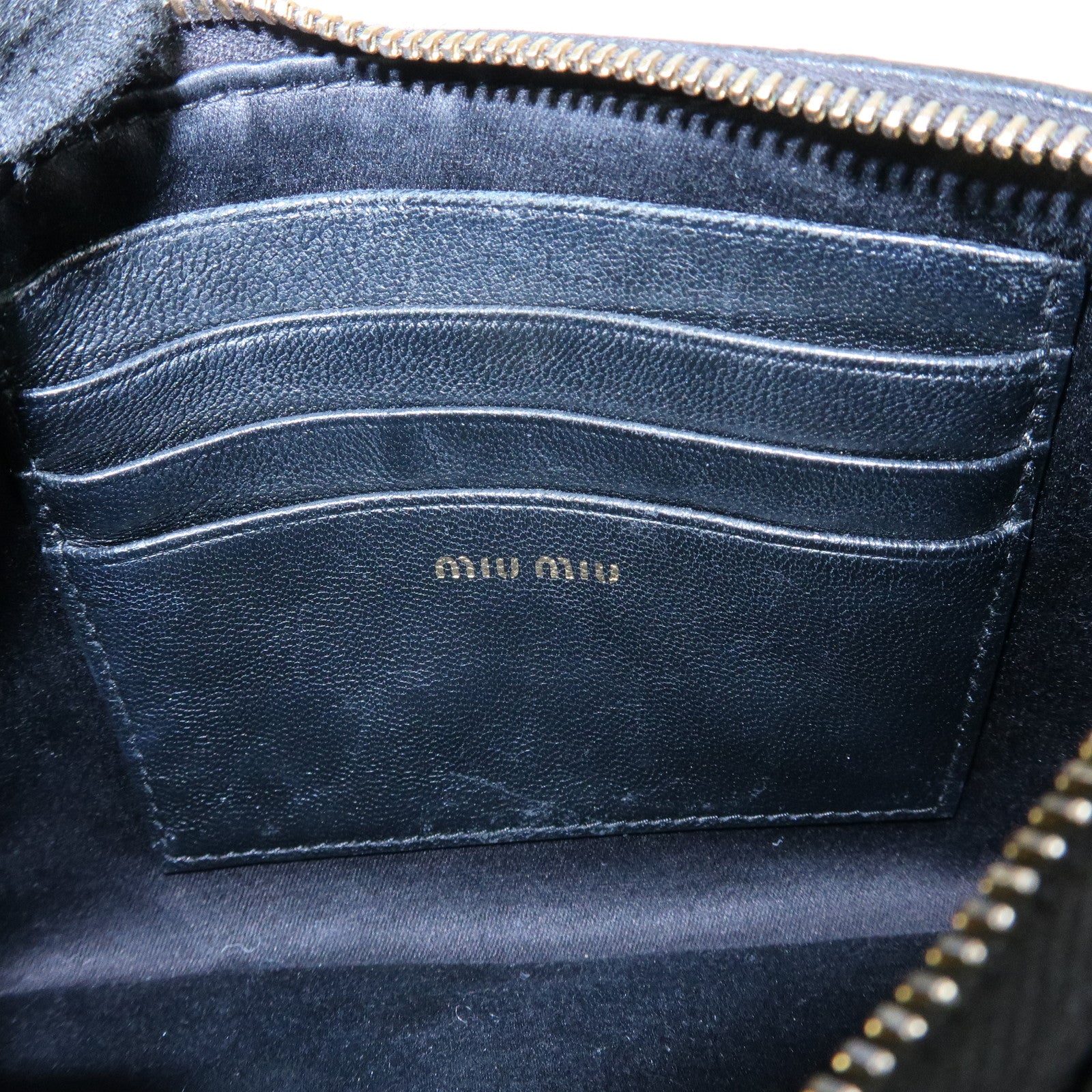 MIU MIU Matelasse Leather Gathered Shoulder Bag Crossbody Bag Black