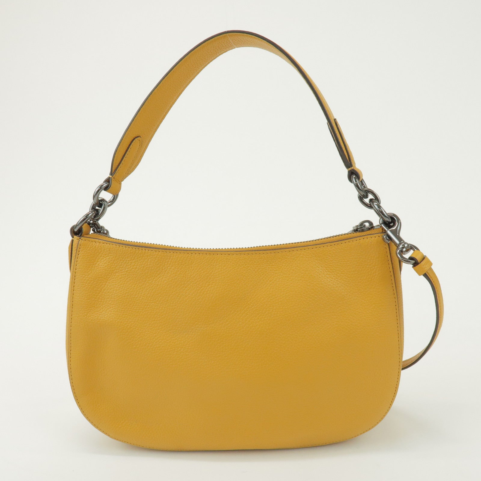 COACH Logo Leather 2Way Bag Shoulder Bag Hand Bag Yellow