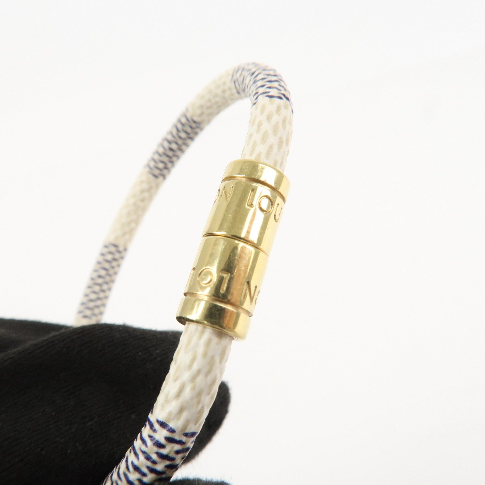 Louis Vuitton Damier Azur Canvas Bracelet Keep It Ivory M6607E Used