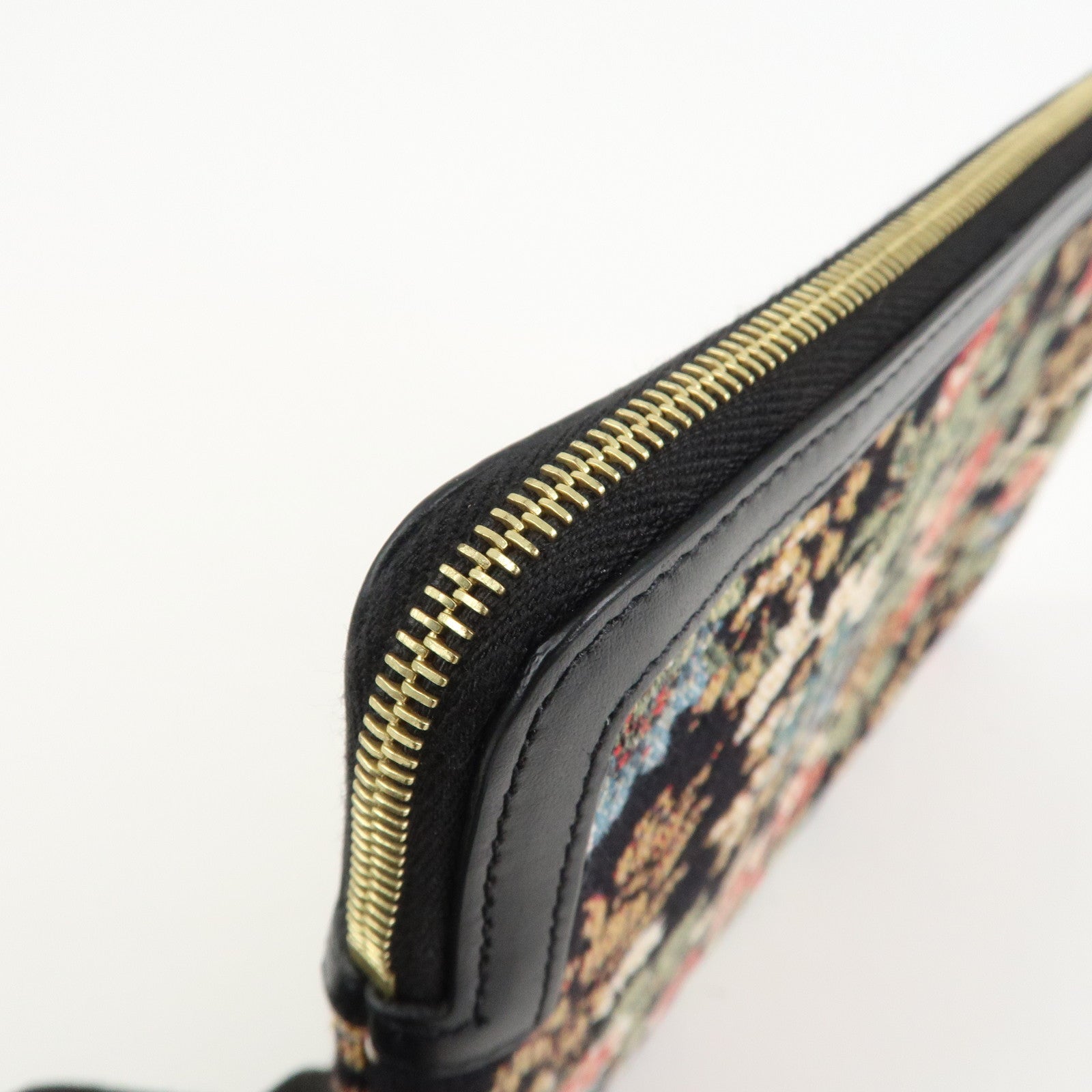 CELINE Jacquard Leather Clutch Bag Second Bag Black Multicolor