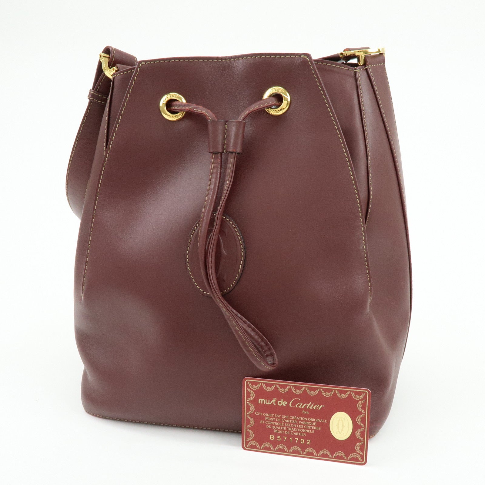 Cartier Must de Cartier Leather Shoulder Crossbody Bag Bordeaux