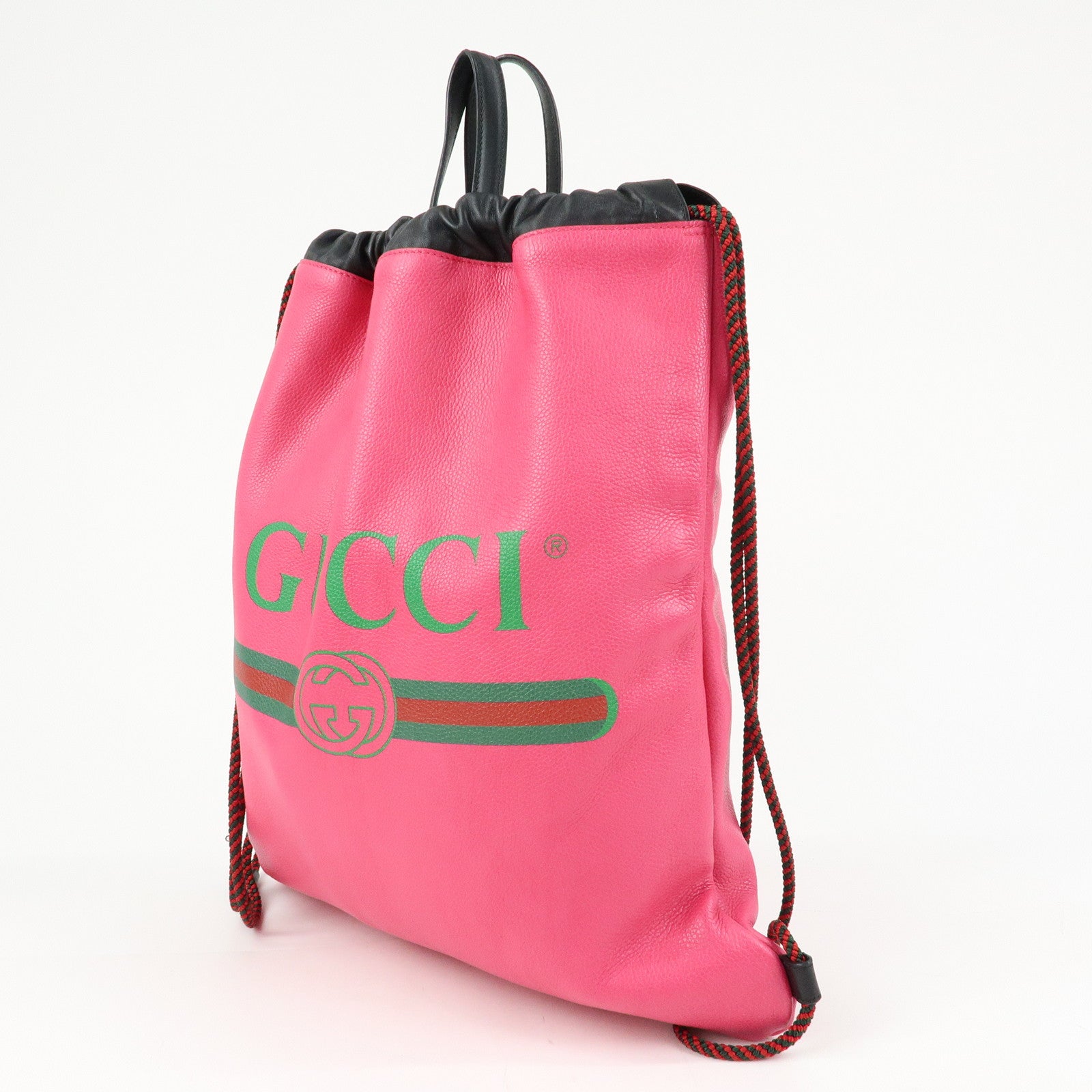 GUCCI Sherry Vintage Logo Leather Backpack Pink 516639