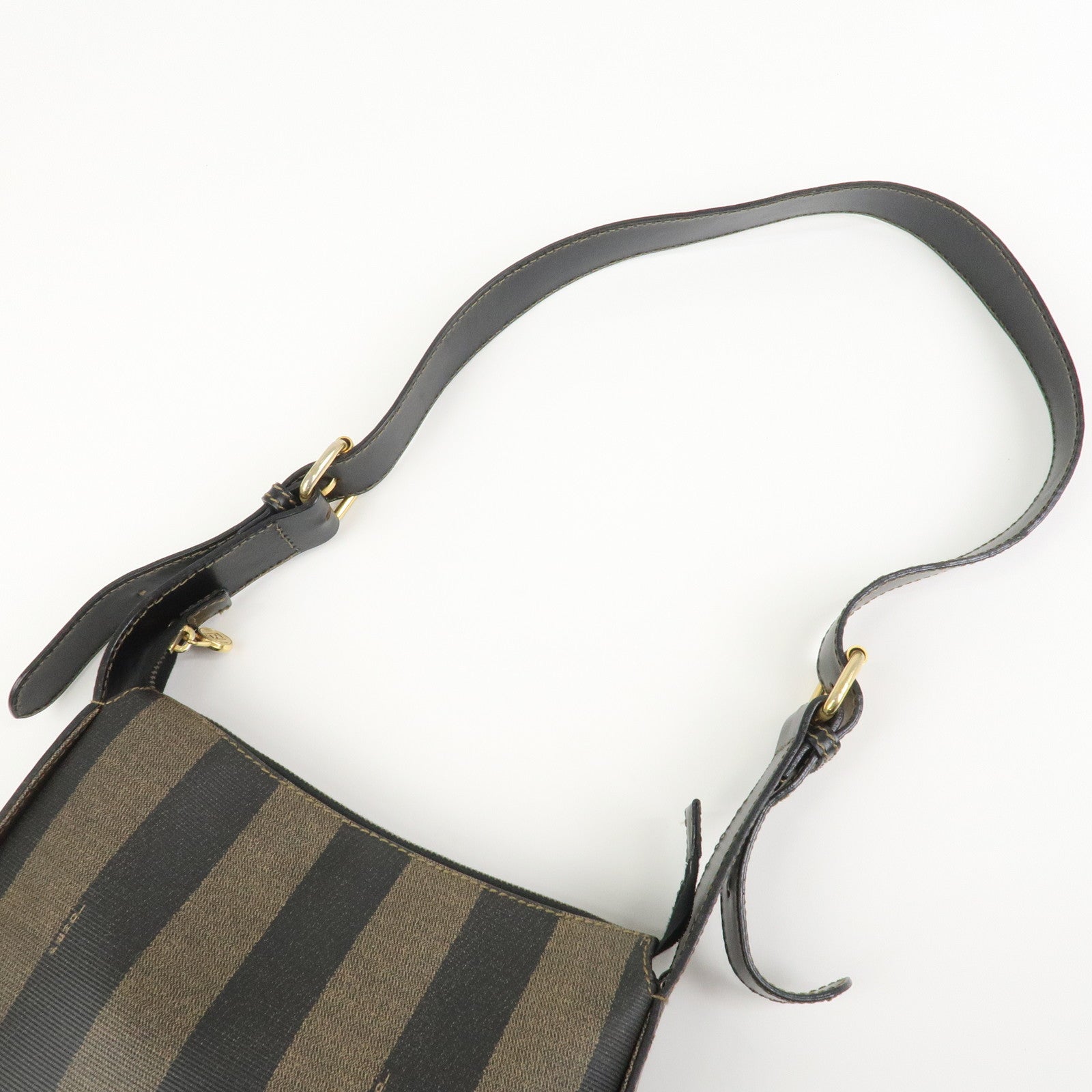 FENDI Pequin PVC Shoulder Bag Crossbody Bag Black 211 256510058