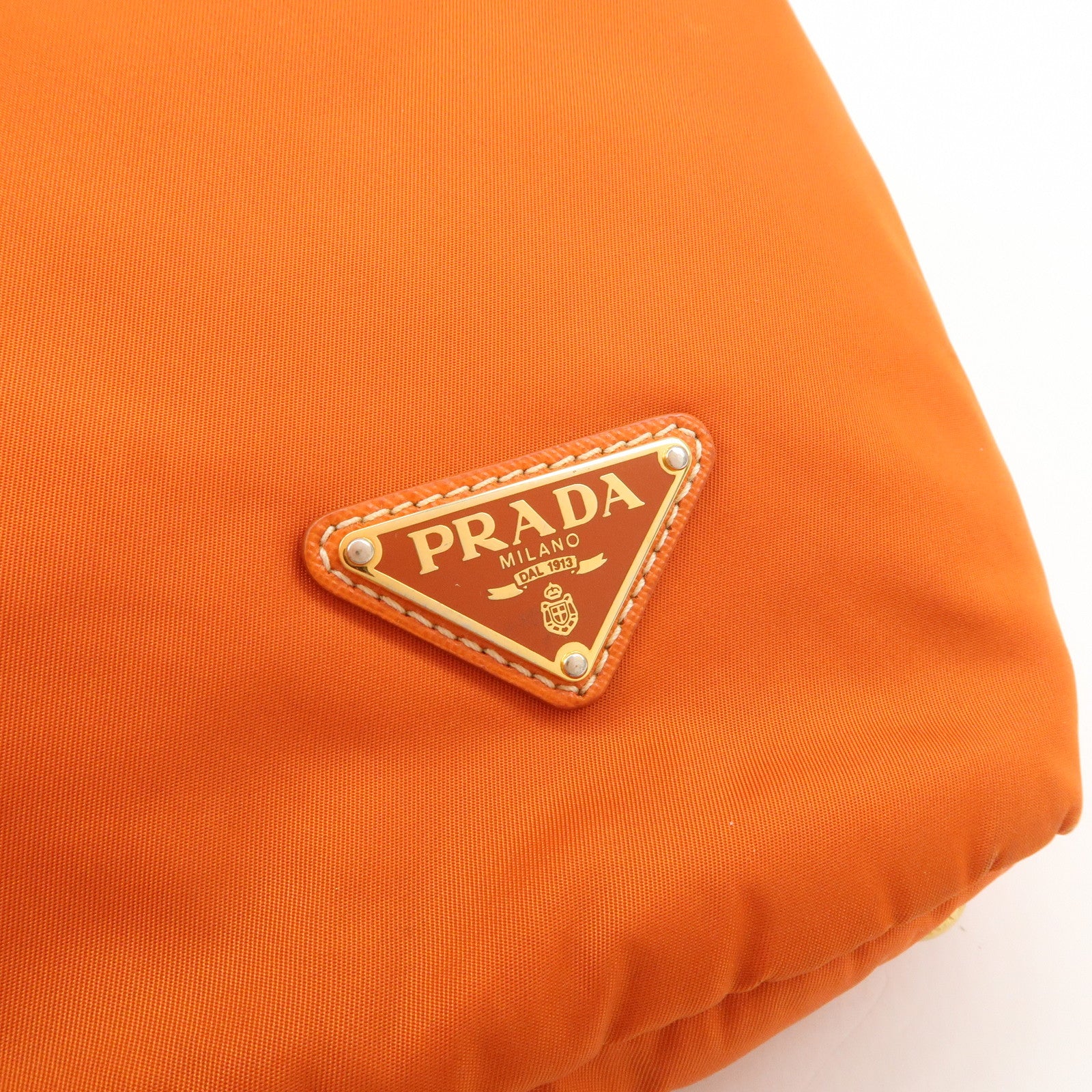 PRADA Nylon Saffiano Leather Tote Bag Hand Bag Orange