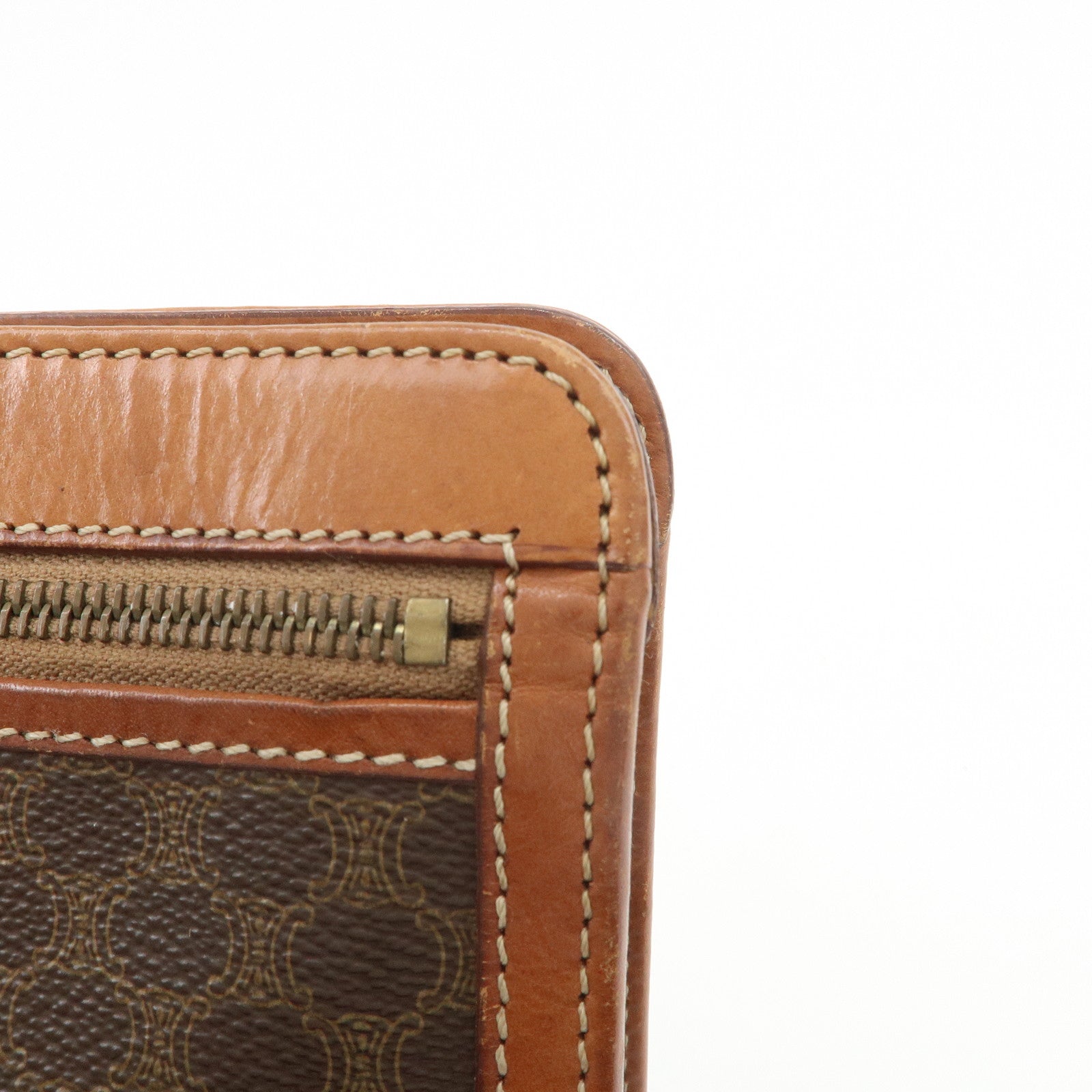 CELINE Macadam PVC Logo Leather Clutch Bag Brown