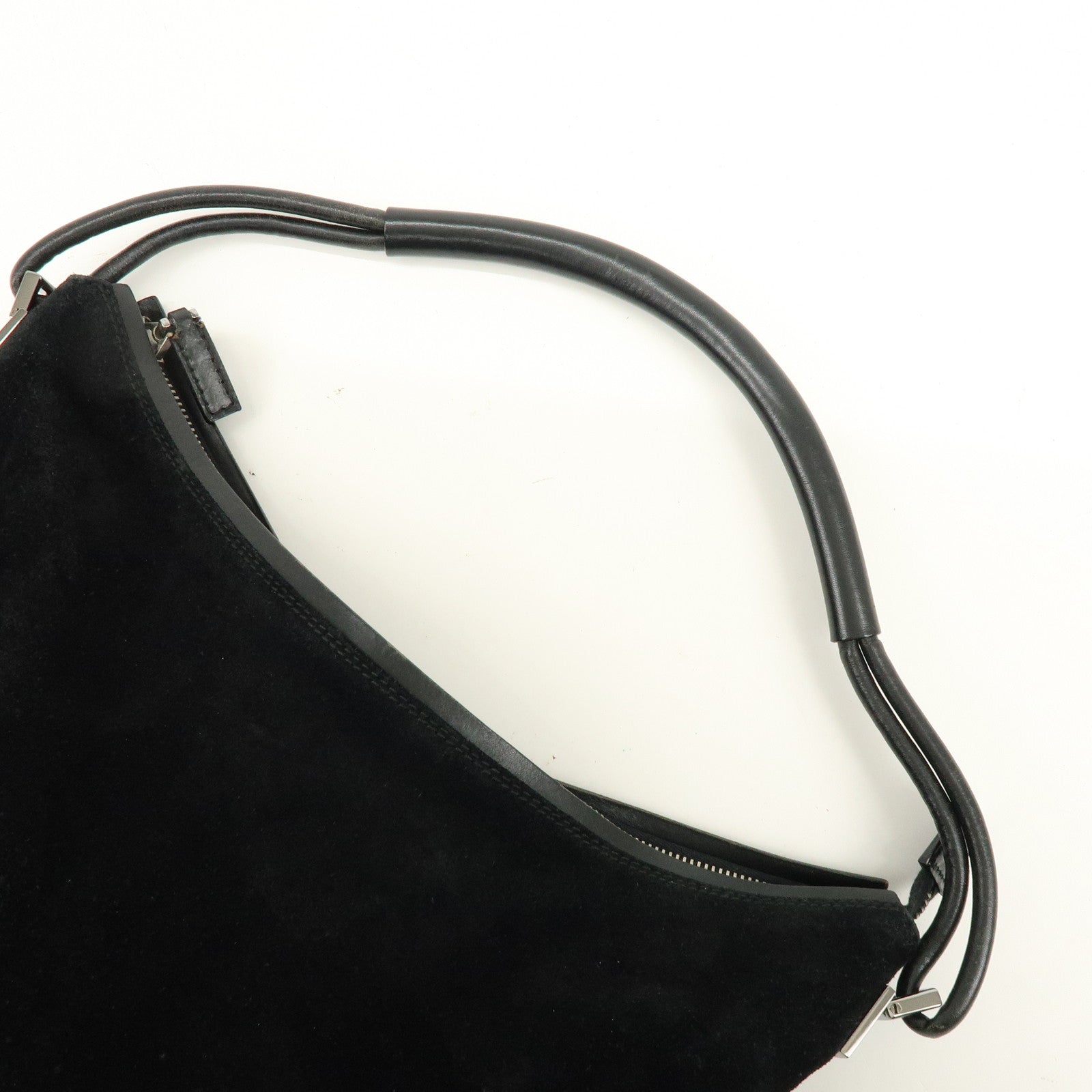 GUCCI Suede Leather Shoulder Bag Hand Bag Black 001・3770・0021222