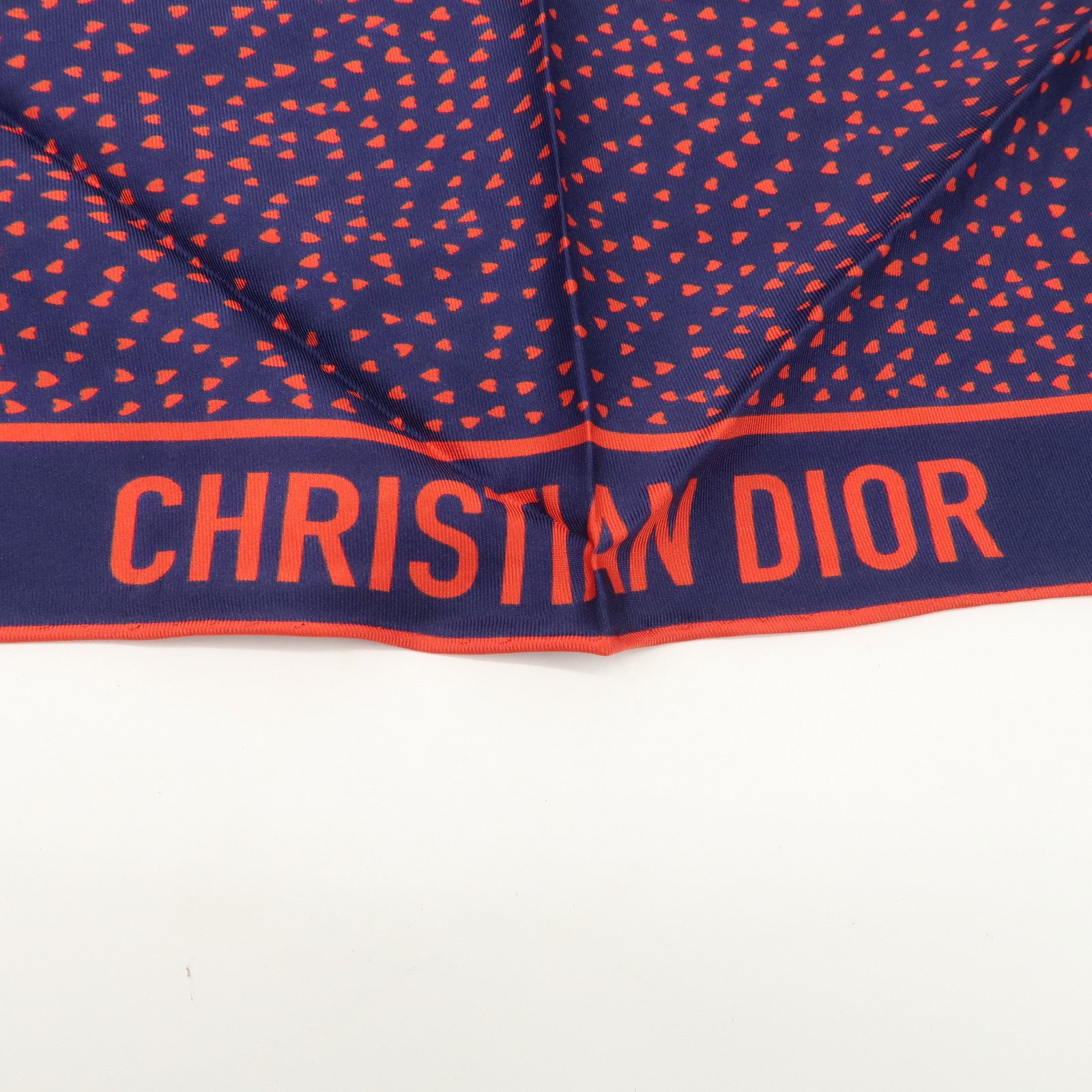 Christian Dior Silk 100% Triangle Scarf Dark Navy Red