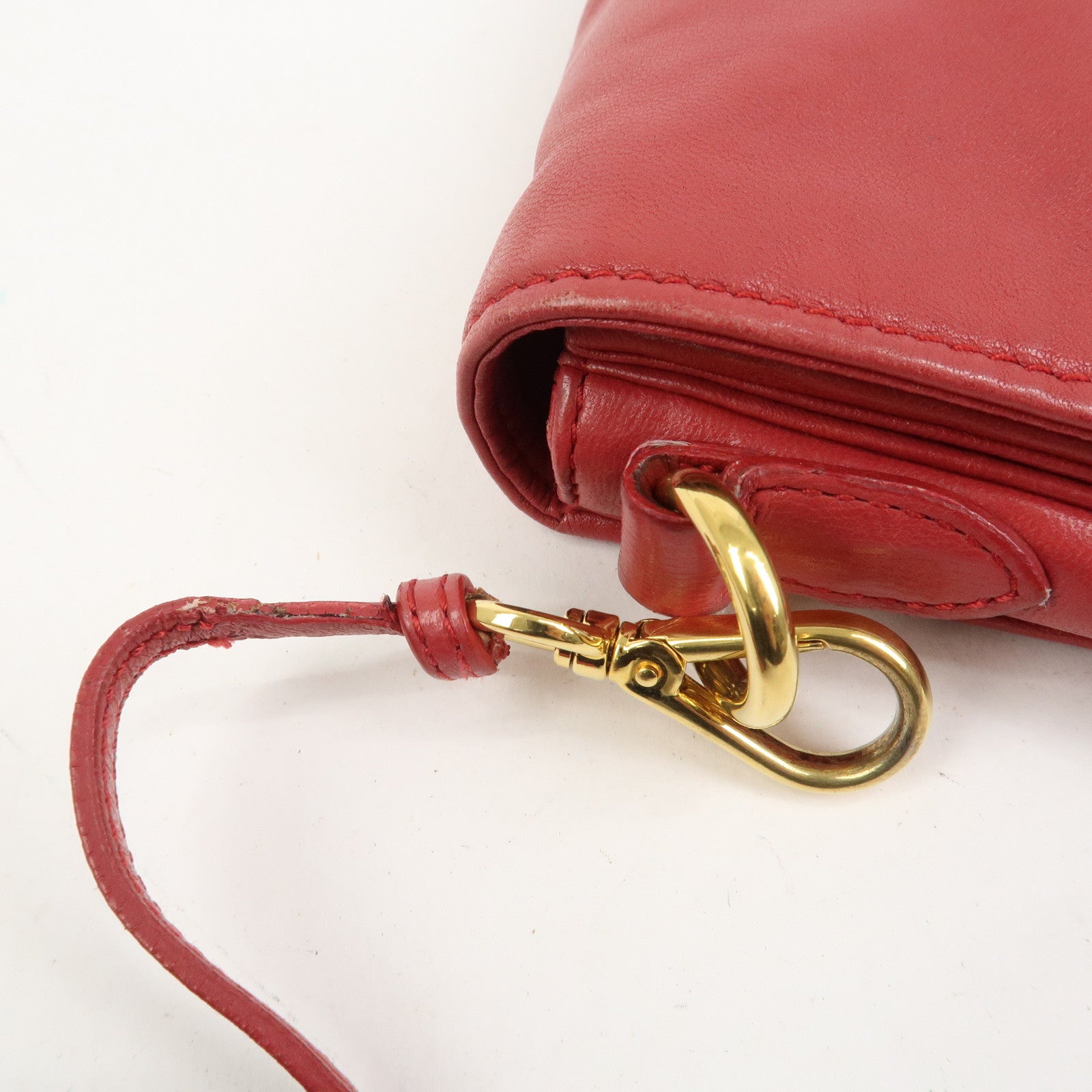 MIU MIU Logo Nappa Leather Shoulder Bag Crossbody Bag Red