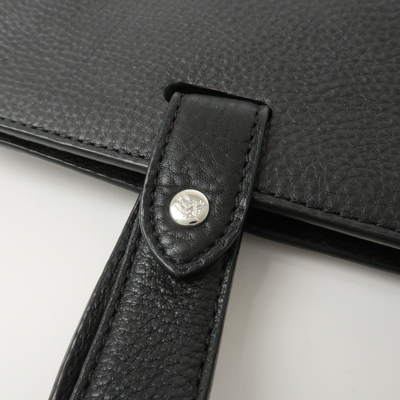 BURBERRY Logo Leather Canvas Tote Bag Black Grey