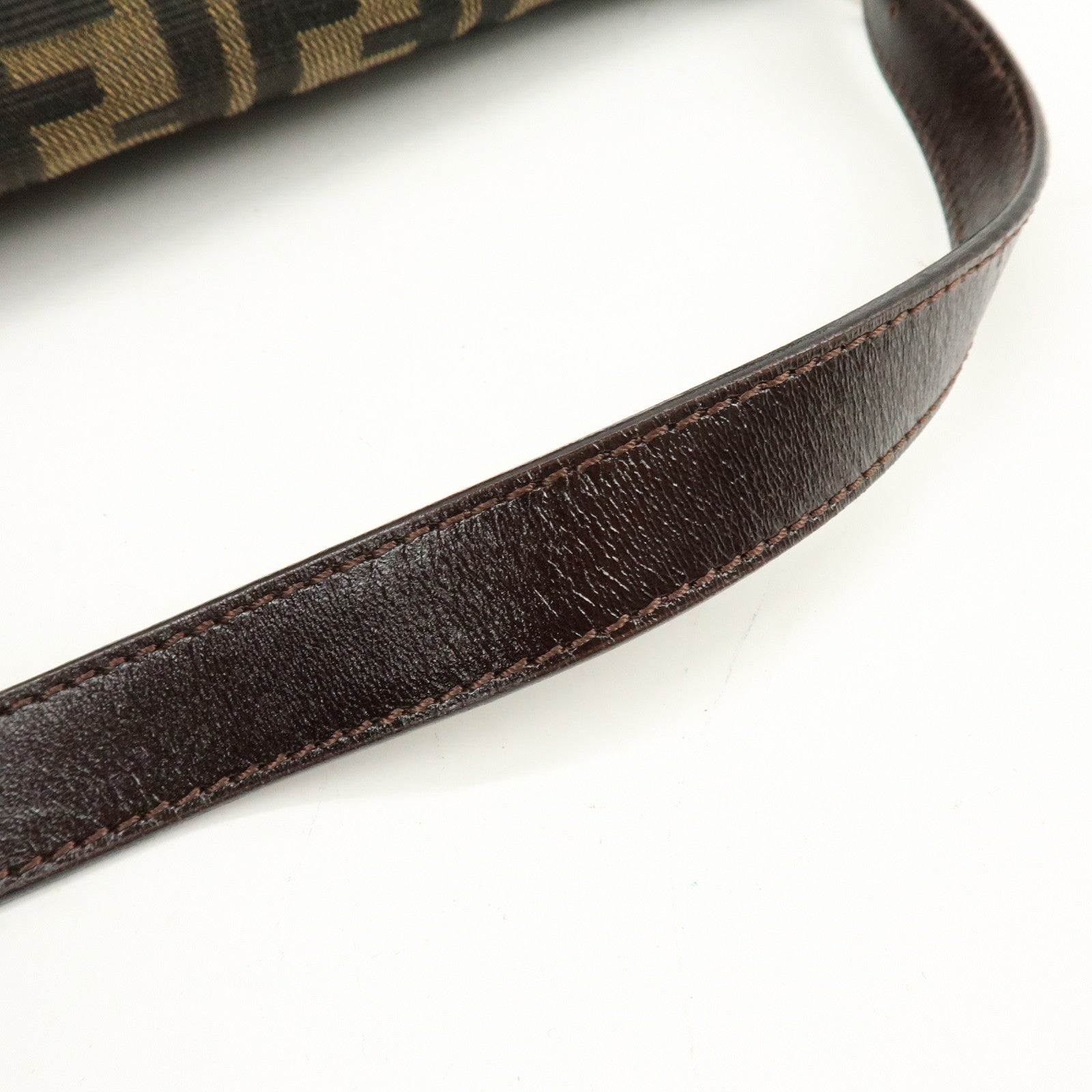 FENDI Mamma Baguette Zucca Canvas Leather Shoulder Hand Bag 26325