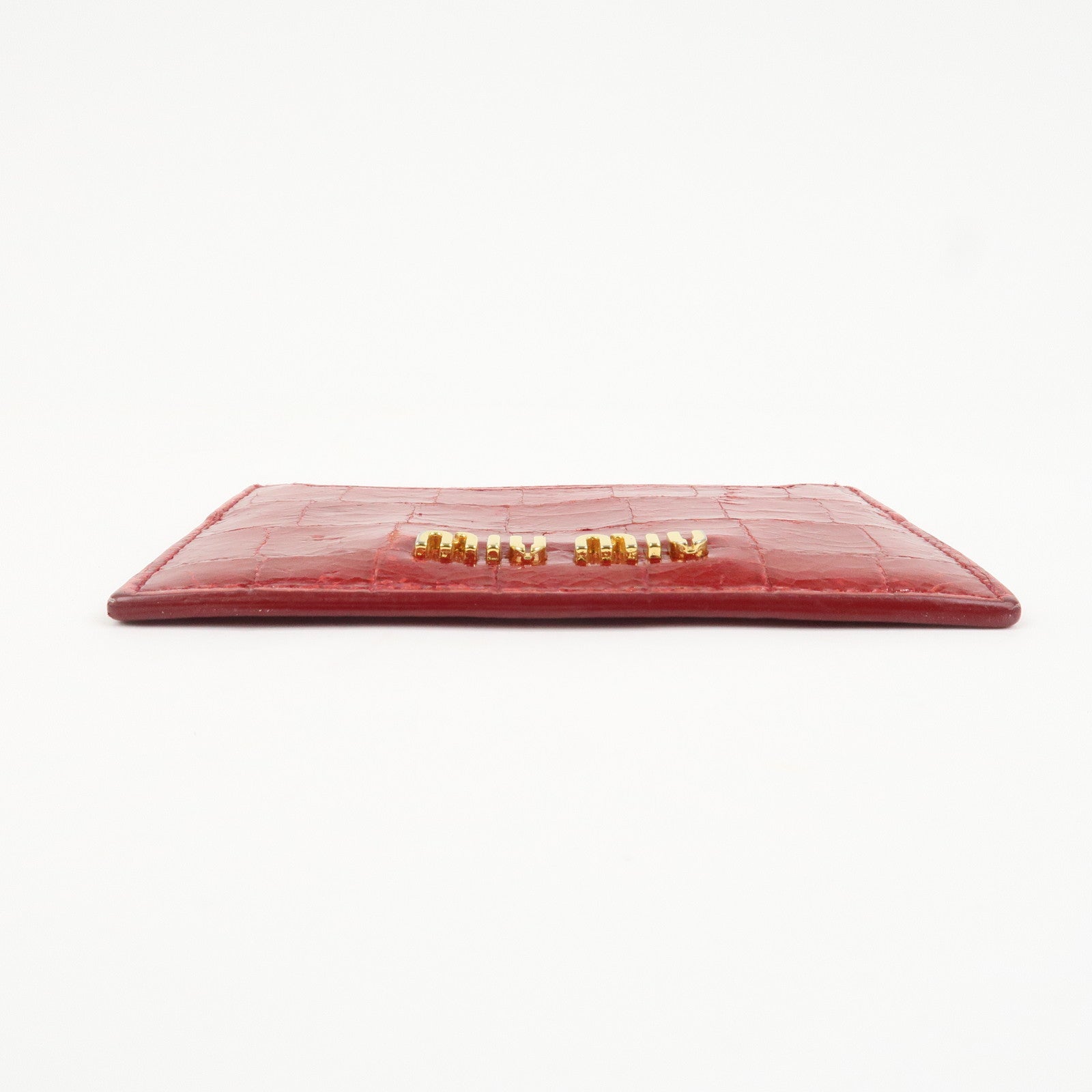 MIU MIU Logo Leather Card Case Card Holder Red