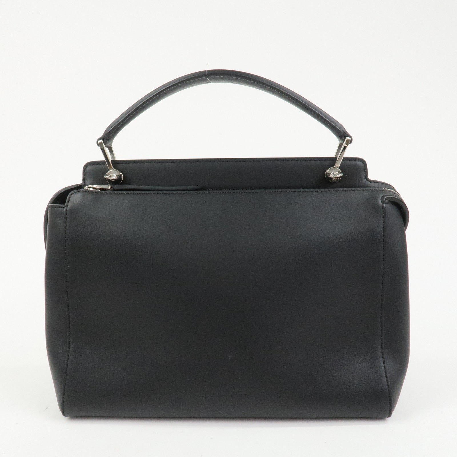 FENDI Dotcom Leather 2WAY Bag Hand Bag Shoulder Bag Black 8BN293