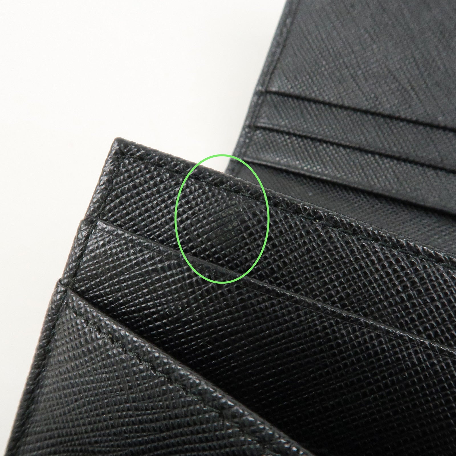 PRADA Saffiano Leather Flap Bi-Fold Long Wallet Black Gold 1MH132 Used