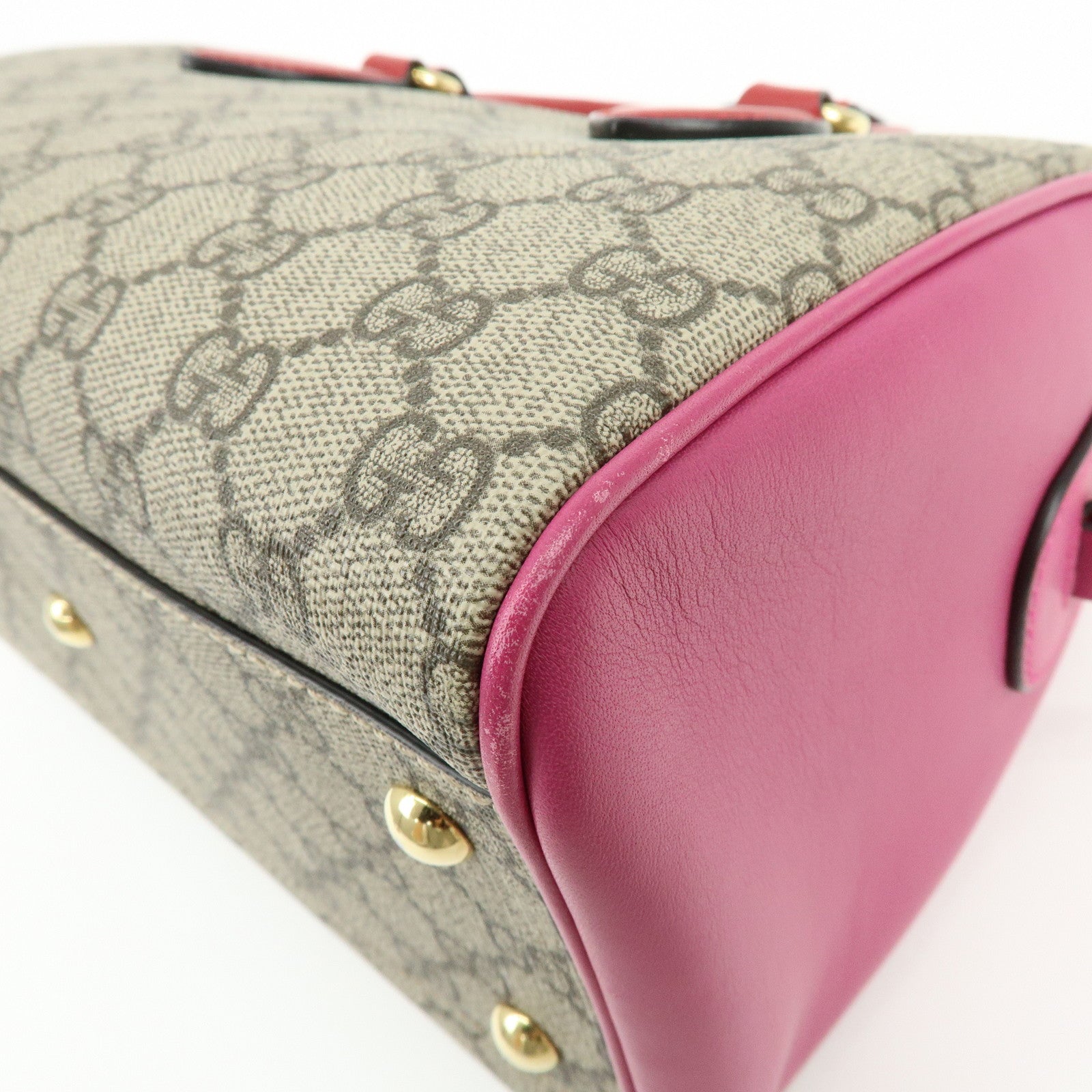 GUCCI GG Supreme Leather 2WAY Shoulder Bag Beige Red Pink 409529