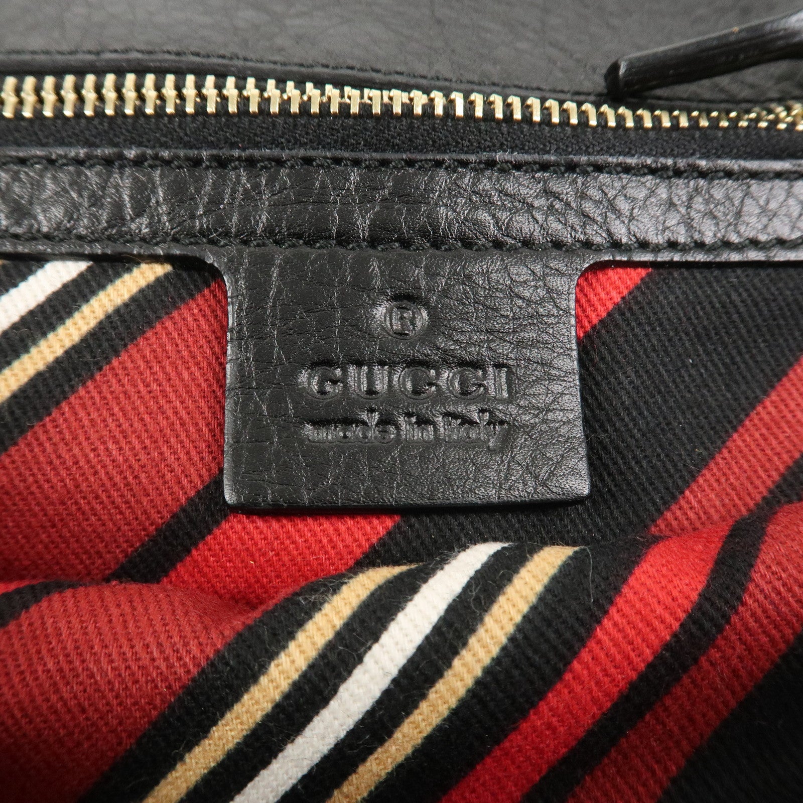 GUCCI Interlocking G Leather Shoulder Bag Hand Bag Black 161727