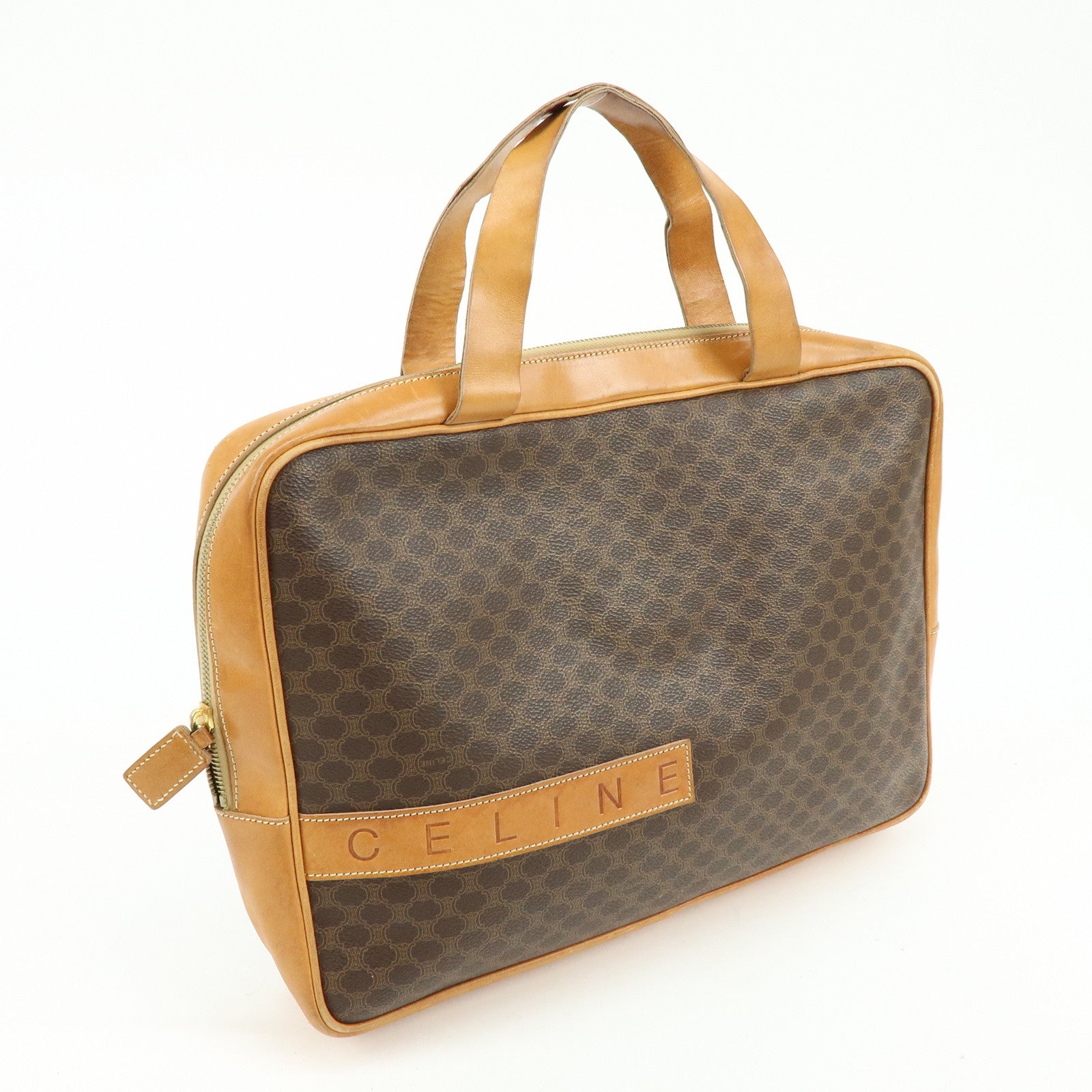 CELINE Macadam PVC Leather Hand Bag Tote Bag Brown