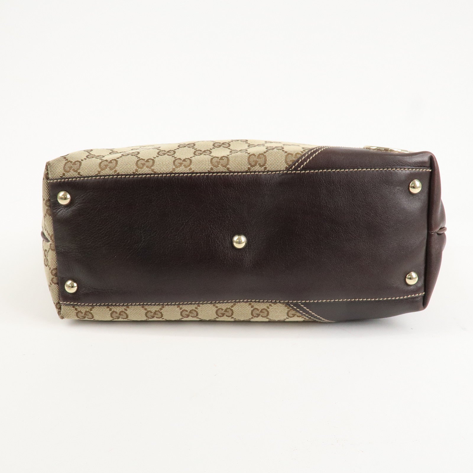 GUCCI Abbey Interlocking G GG Canvas Leather Tote Bag Brown 169945 Used