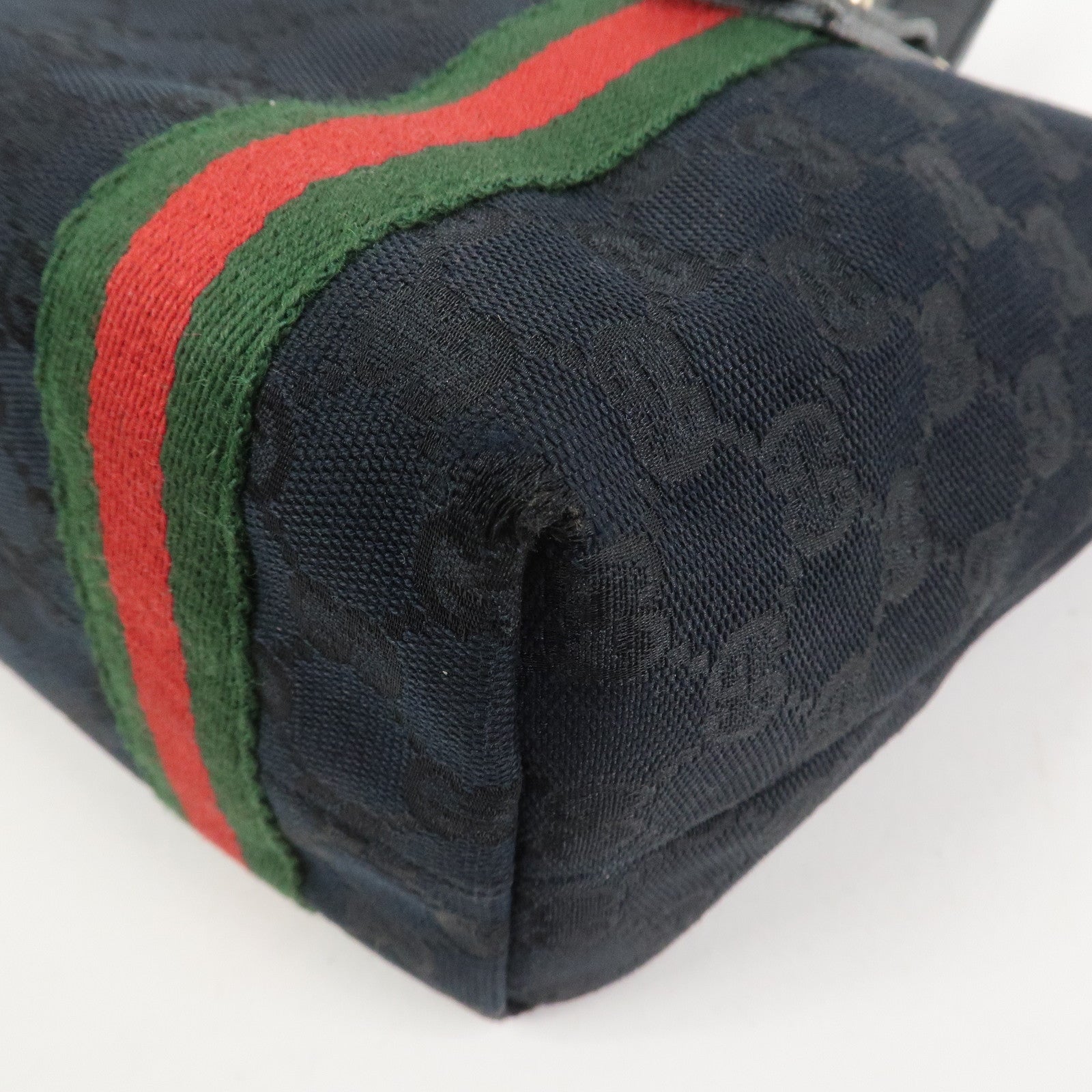 GUCCI Sherry GG Canvas Leathe Tote Bag Hand Bag Black