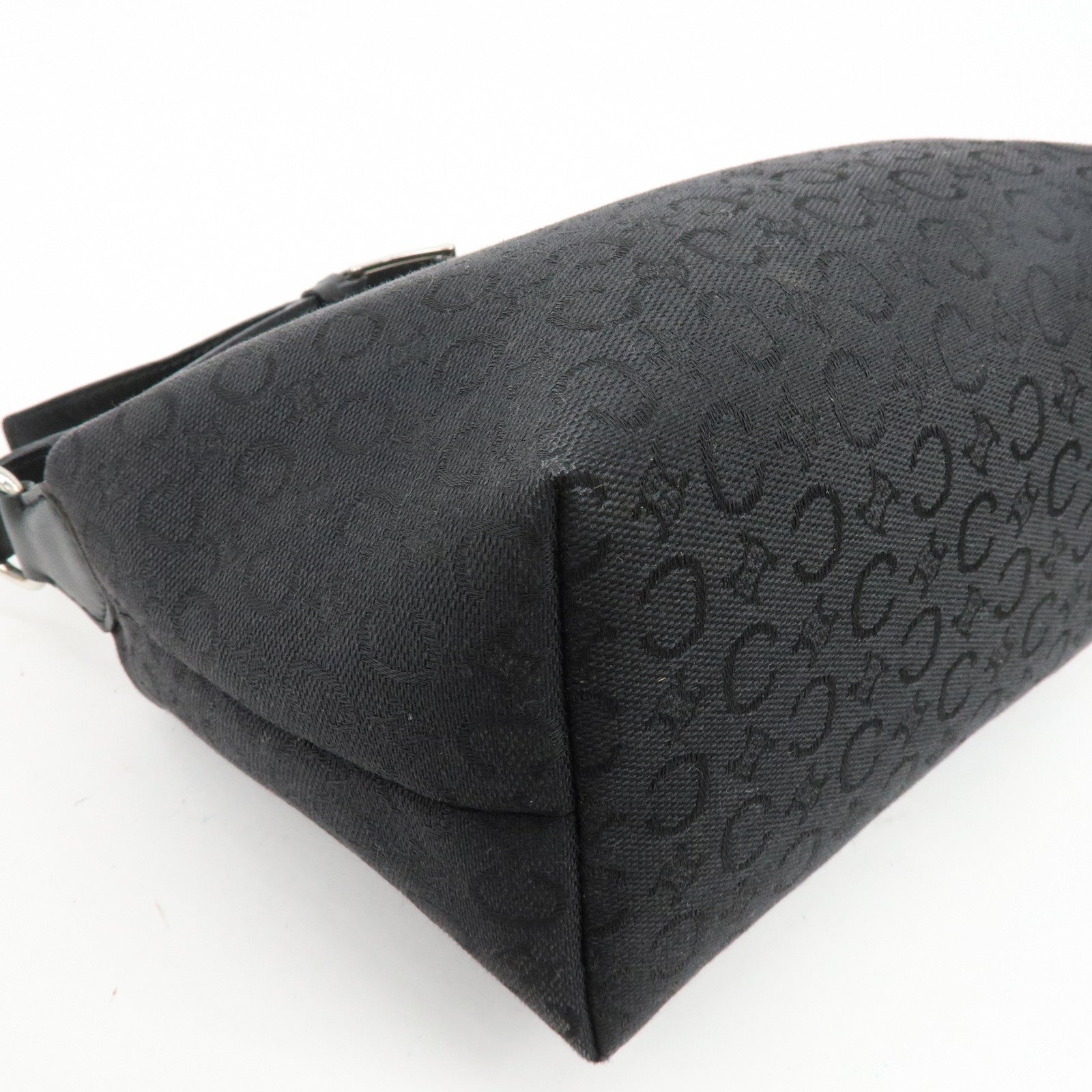 CELINE C Macadam Canvas Leather Hand Bag Shoulder Bag Black