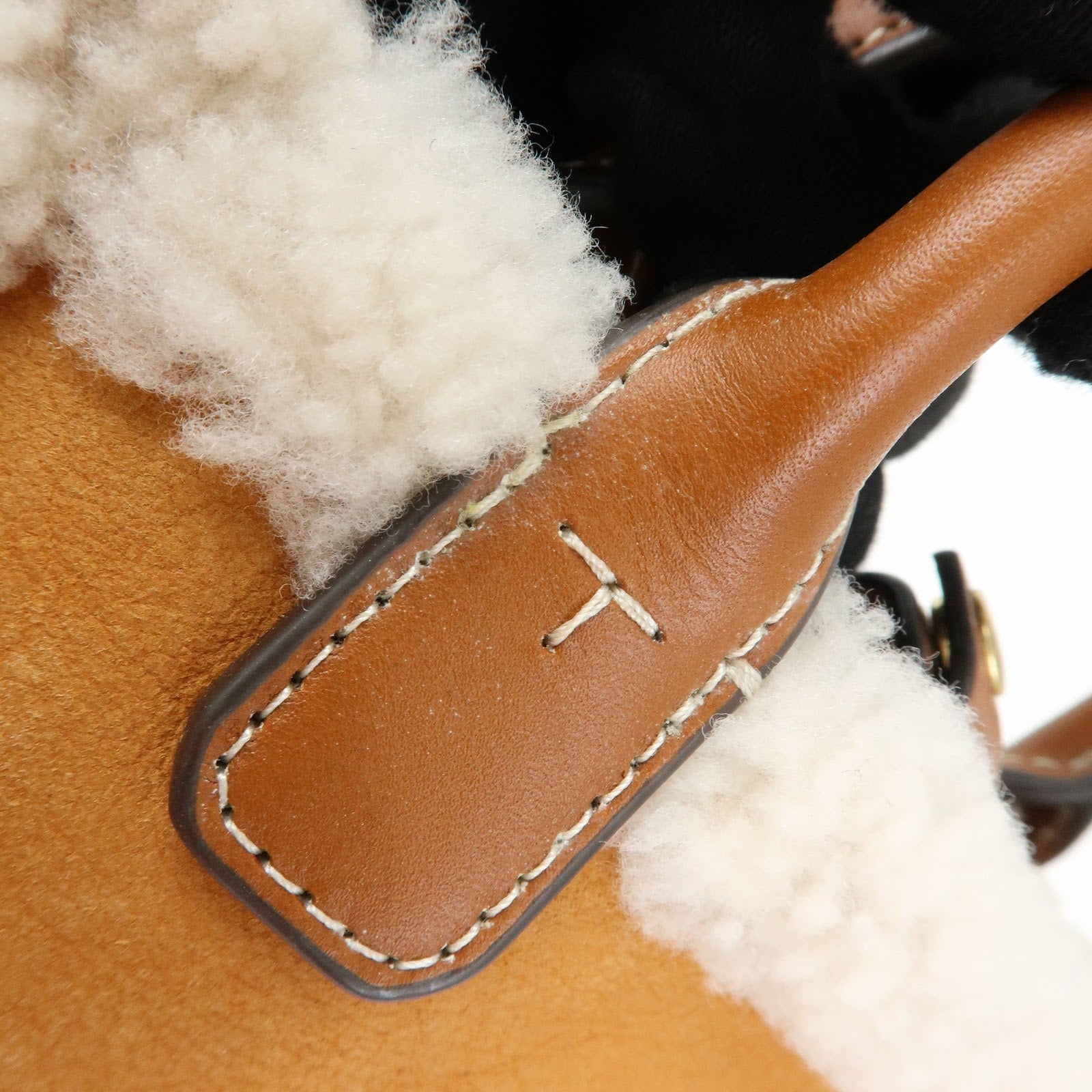 TORY BURCH Double T Ella Mouton Leather 2Way Hand Shoulder Bag