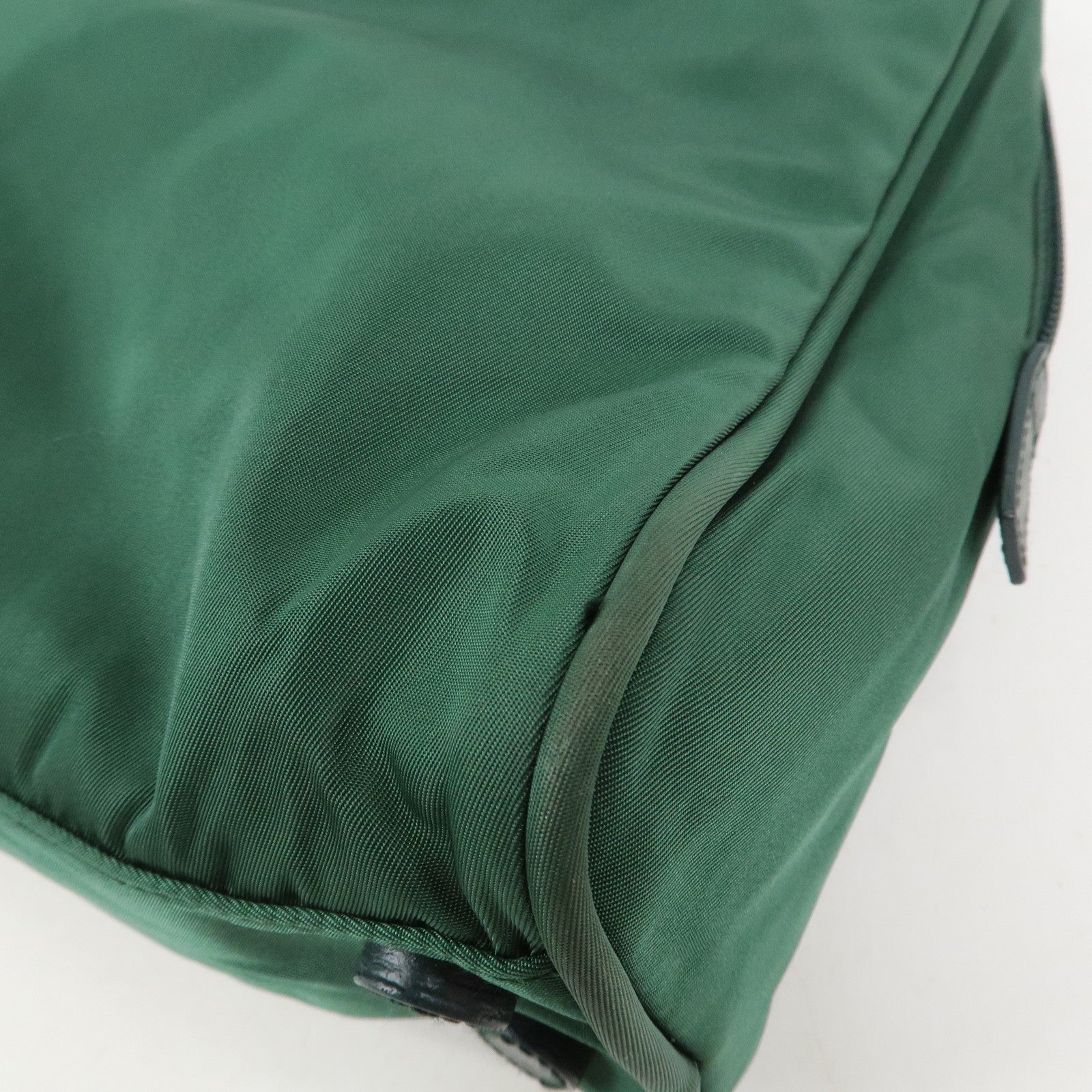 PRADA Triangle Logo Nylon Leather Tote Bag Shoulder Bag Green