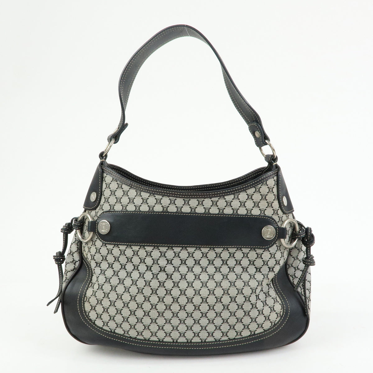 CELINE Macadam Canvas Leather Shoulder Bag Hand Bag Black